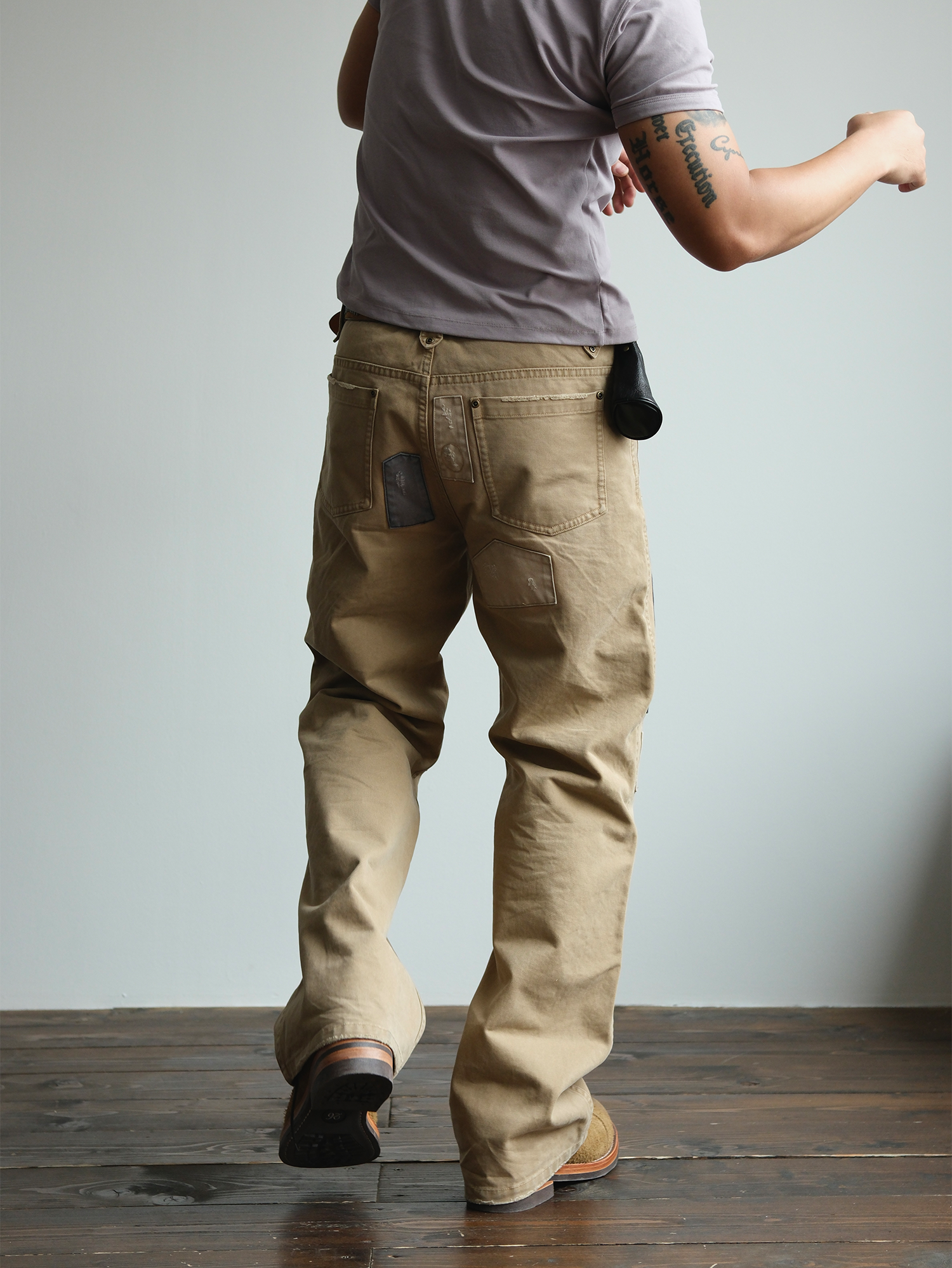 NEIGBORL Retro Paint-Splattered Distressed Patched Pants