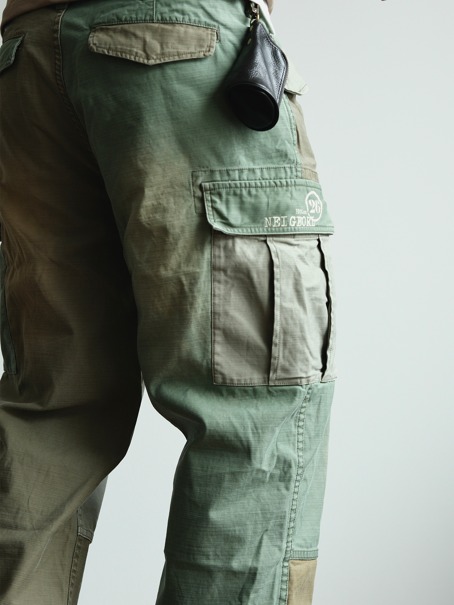 NEIGBORL Retro Washed Paneled Multi-Pocket Cargo Pants
