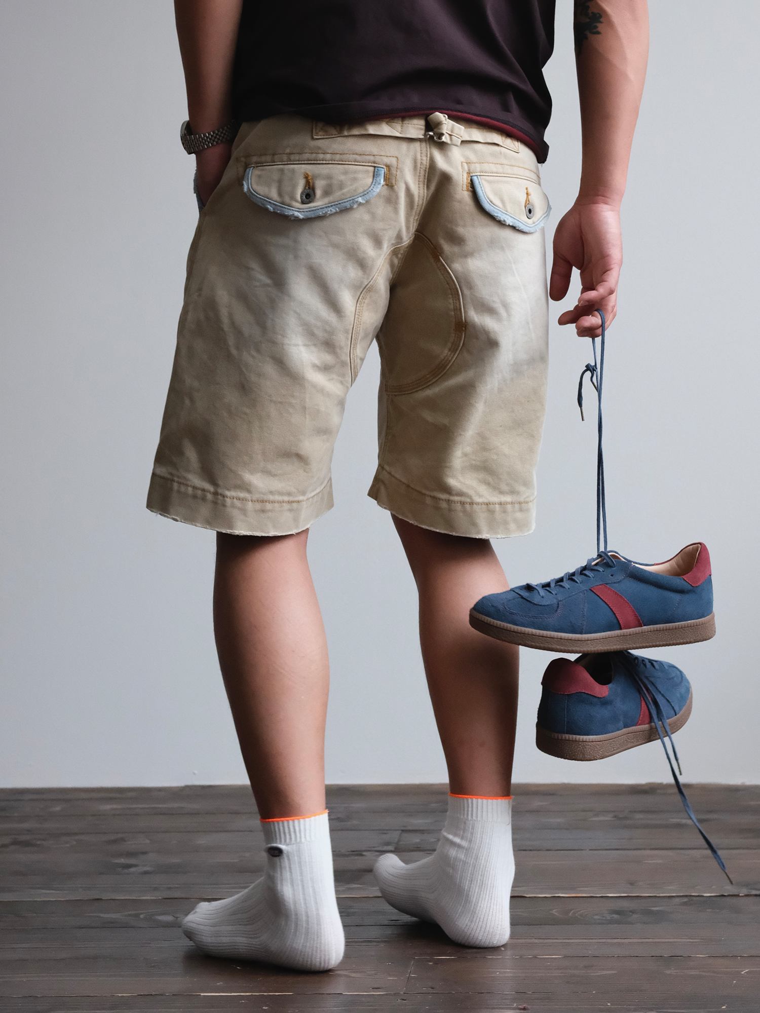 NEIGBORL Retro Washed Spliced Shorts