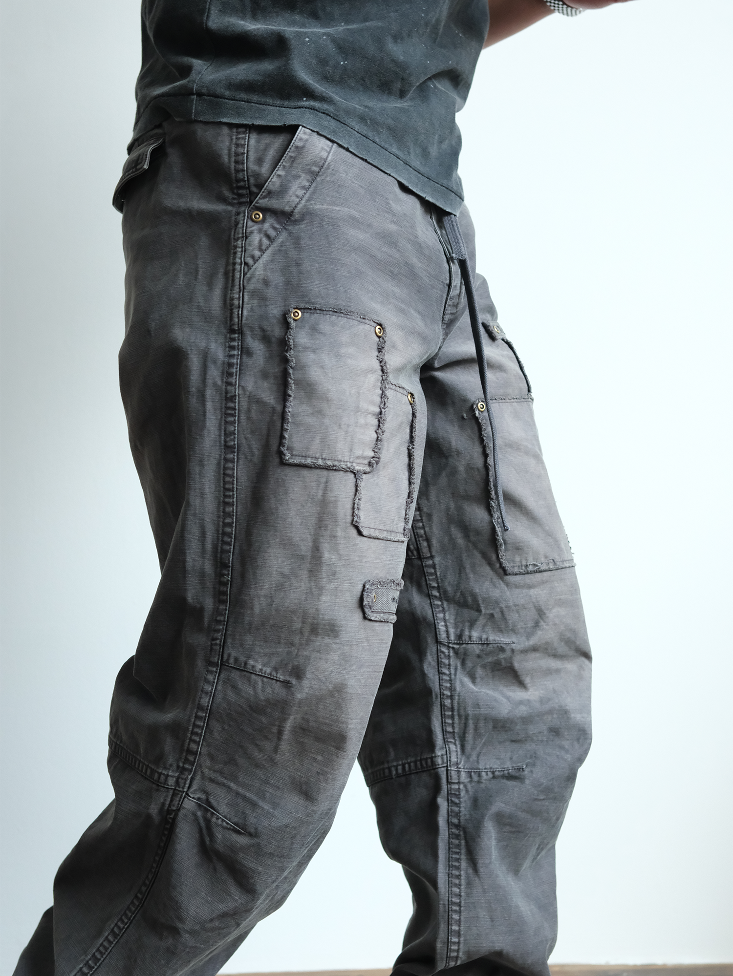 NEIGBORL Retro Washed Distressed Patch Cargo Pants