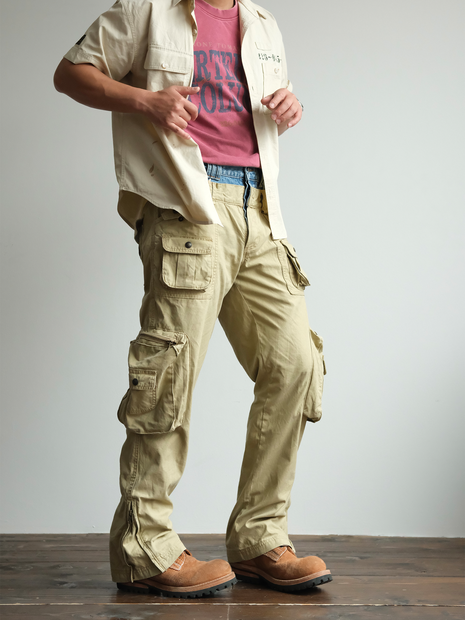 NEIGBORL Retro Spliced Multi-Pocket Cargo Pants