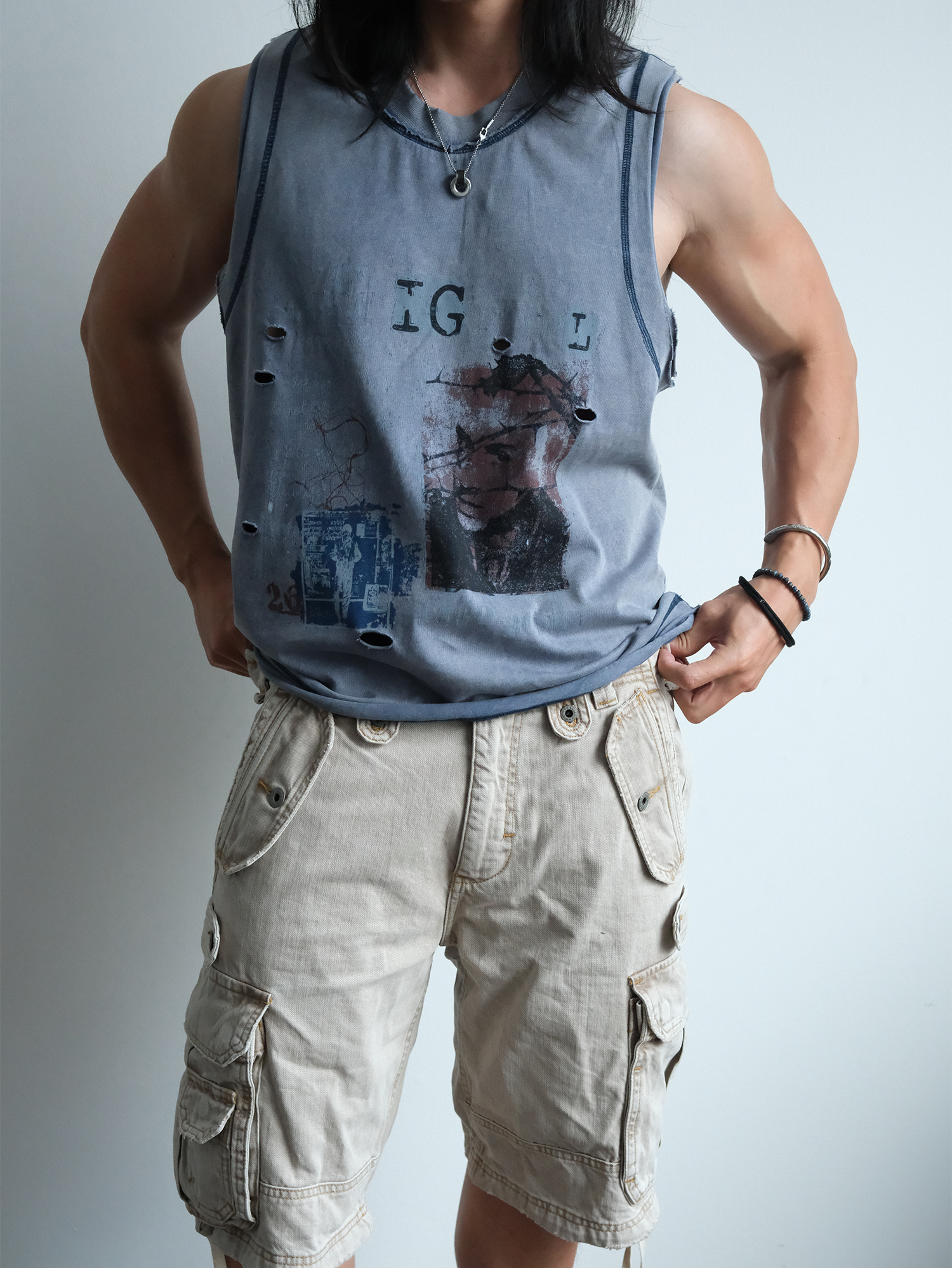 NEIGBORL Distressed Washed Graphic Tank Top