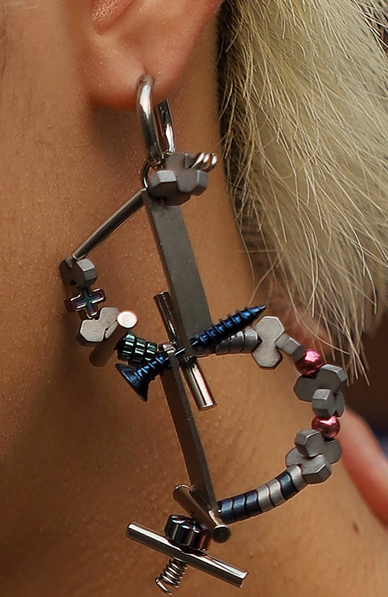 NUNKNOTX Industrial Fragment Asymmetrical Earrings