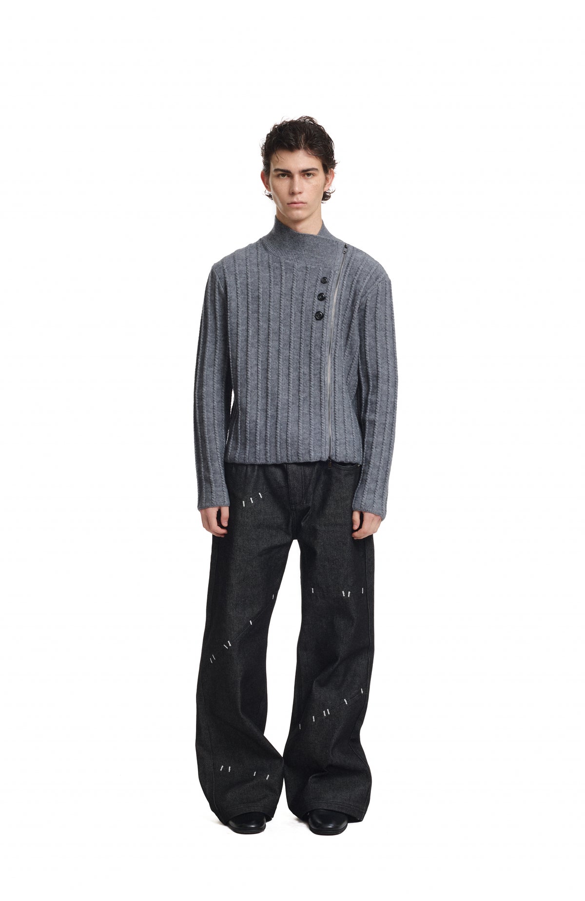 KREATE Deconstructed Cable-Knit Asymmetrical Cardigan