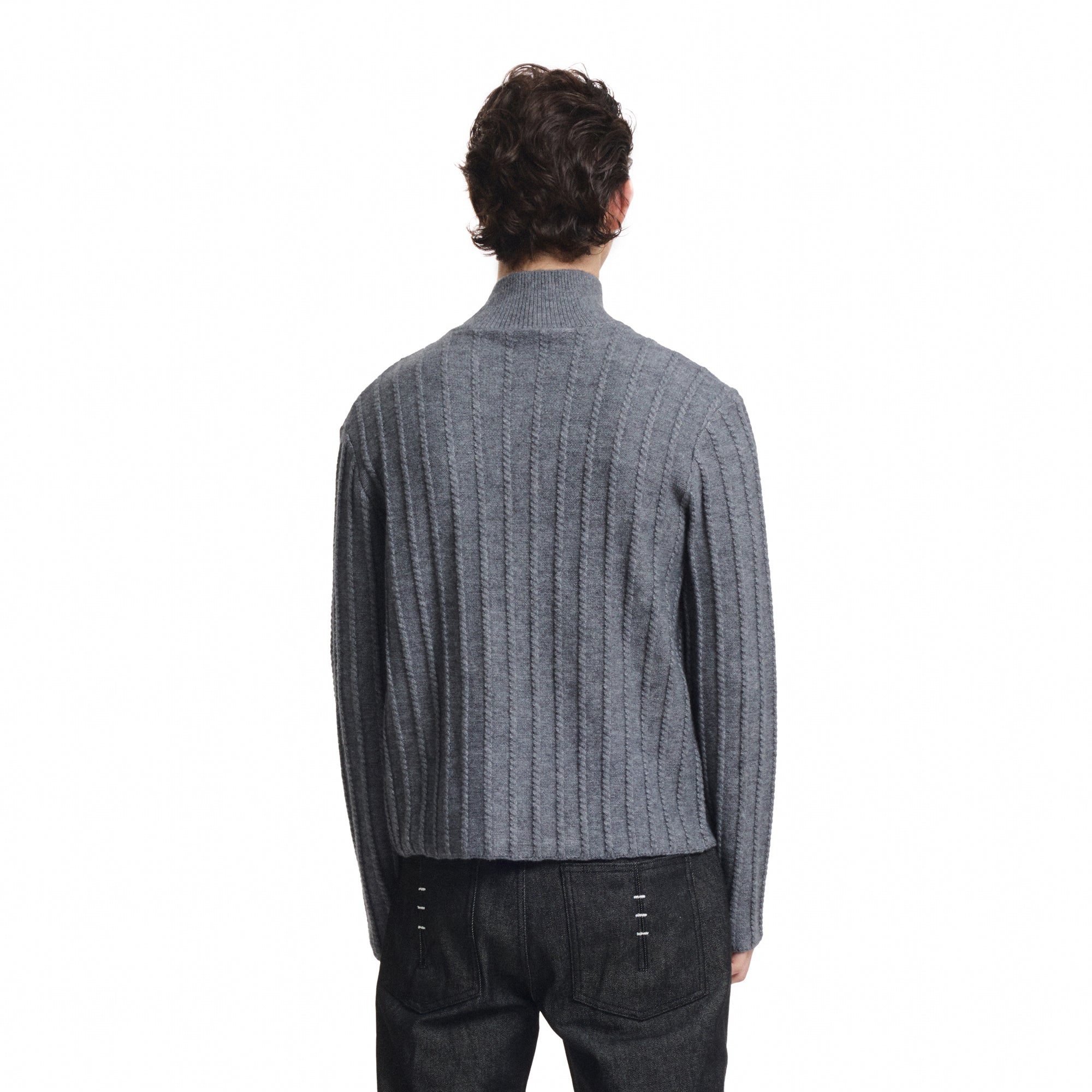 KREATE Deconstructed Cable-Knit Asymmetrical Cardigan