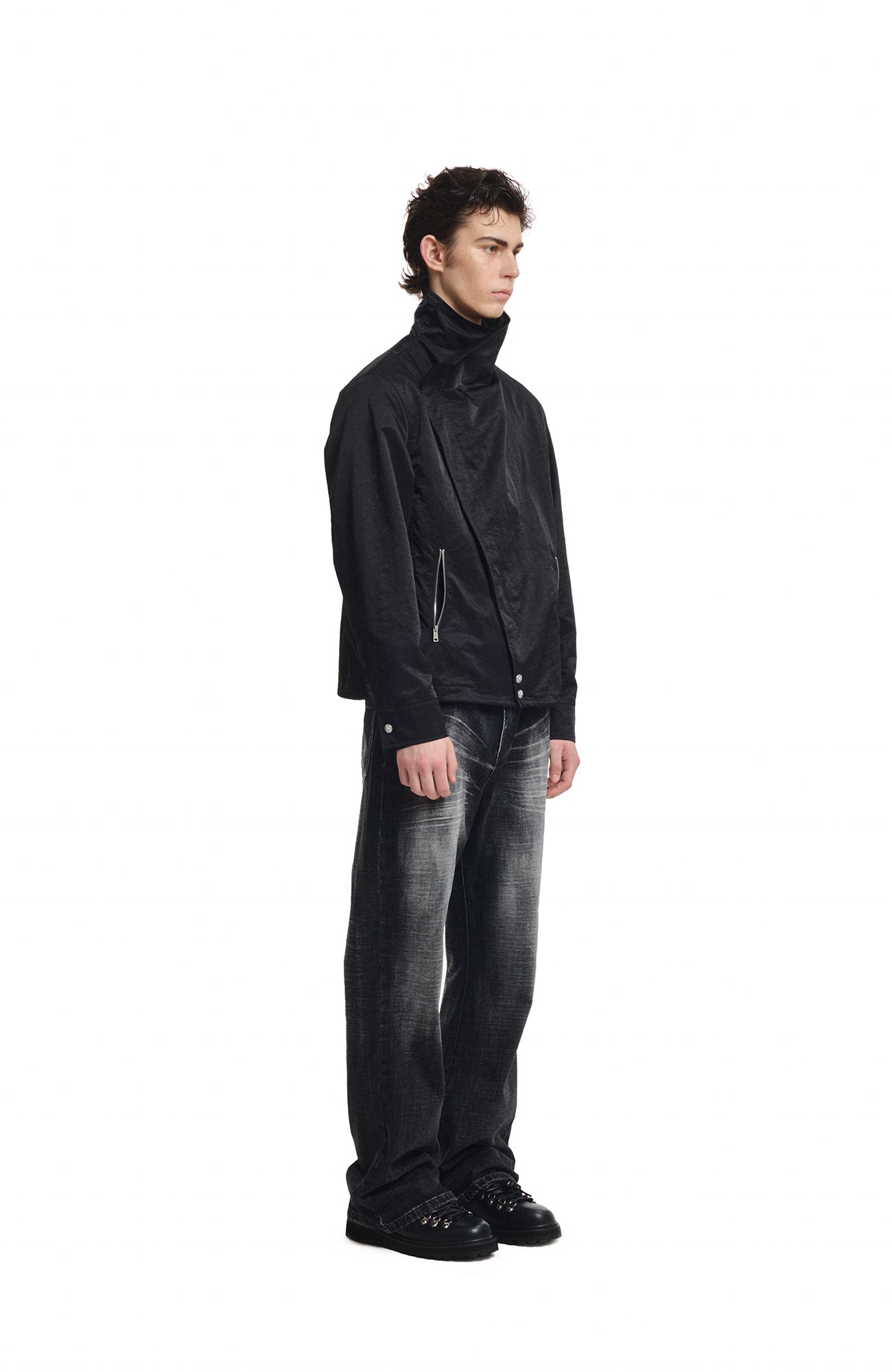KREATE Asymmetric Convertible Stand Collar Jacket