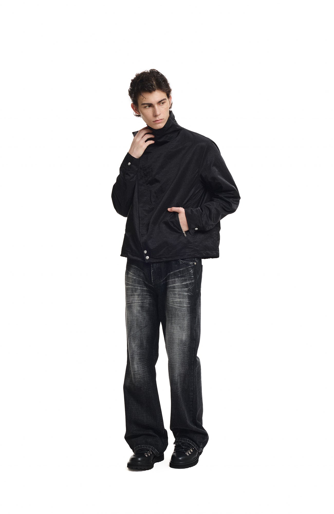 KREATE Asymmetric Convertible Stand Collar Jacket