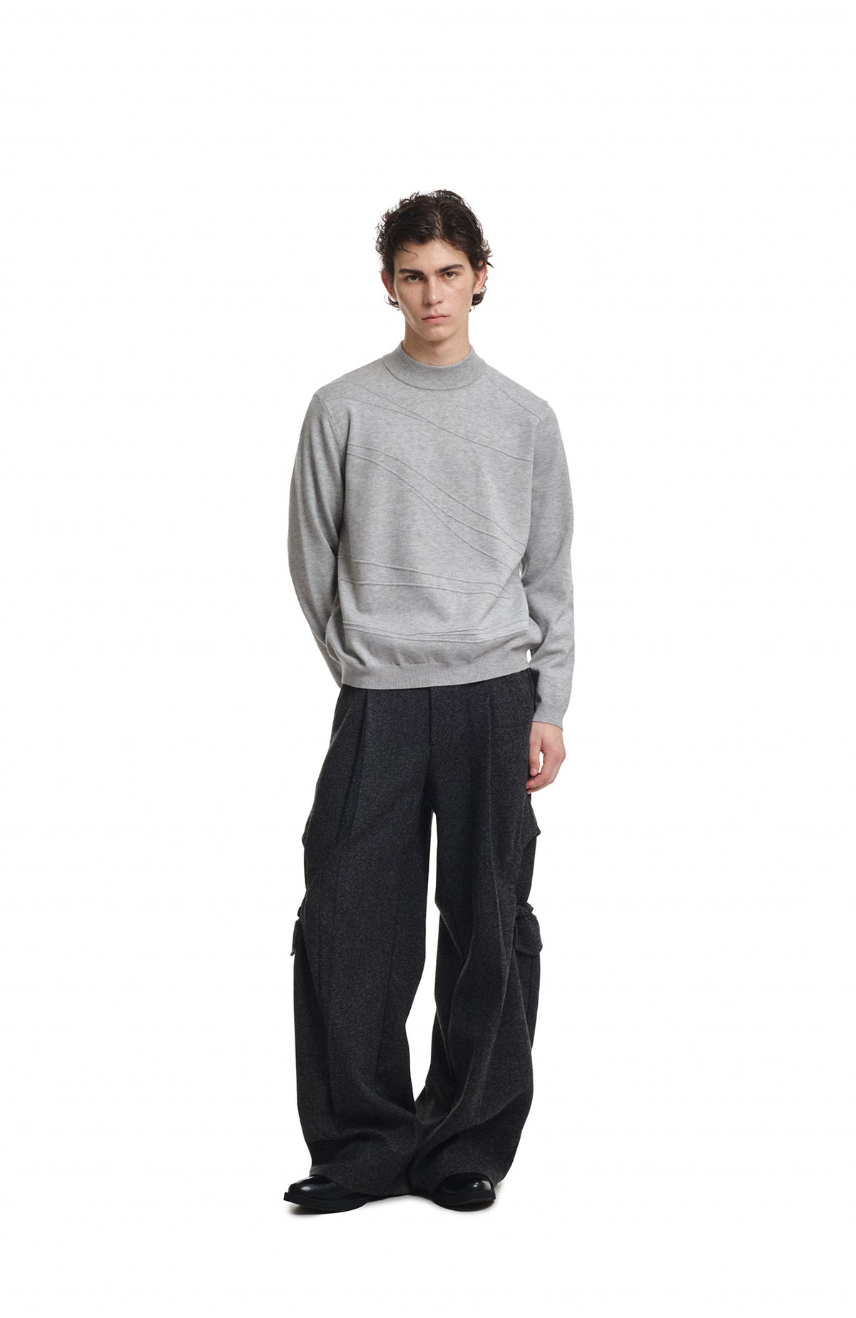 KREATE Curved Jacquard Half-Turtleneck Sweater