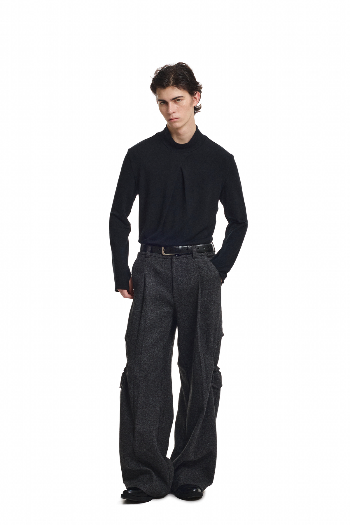 KREATE Drawstring Wool-Blend Wide-Leg Trousers