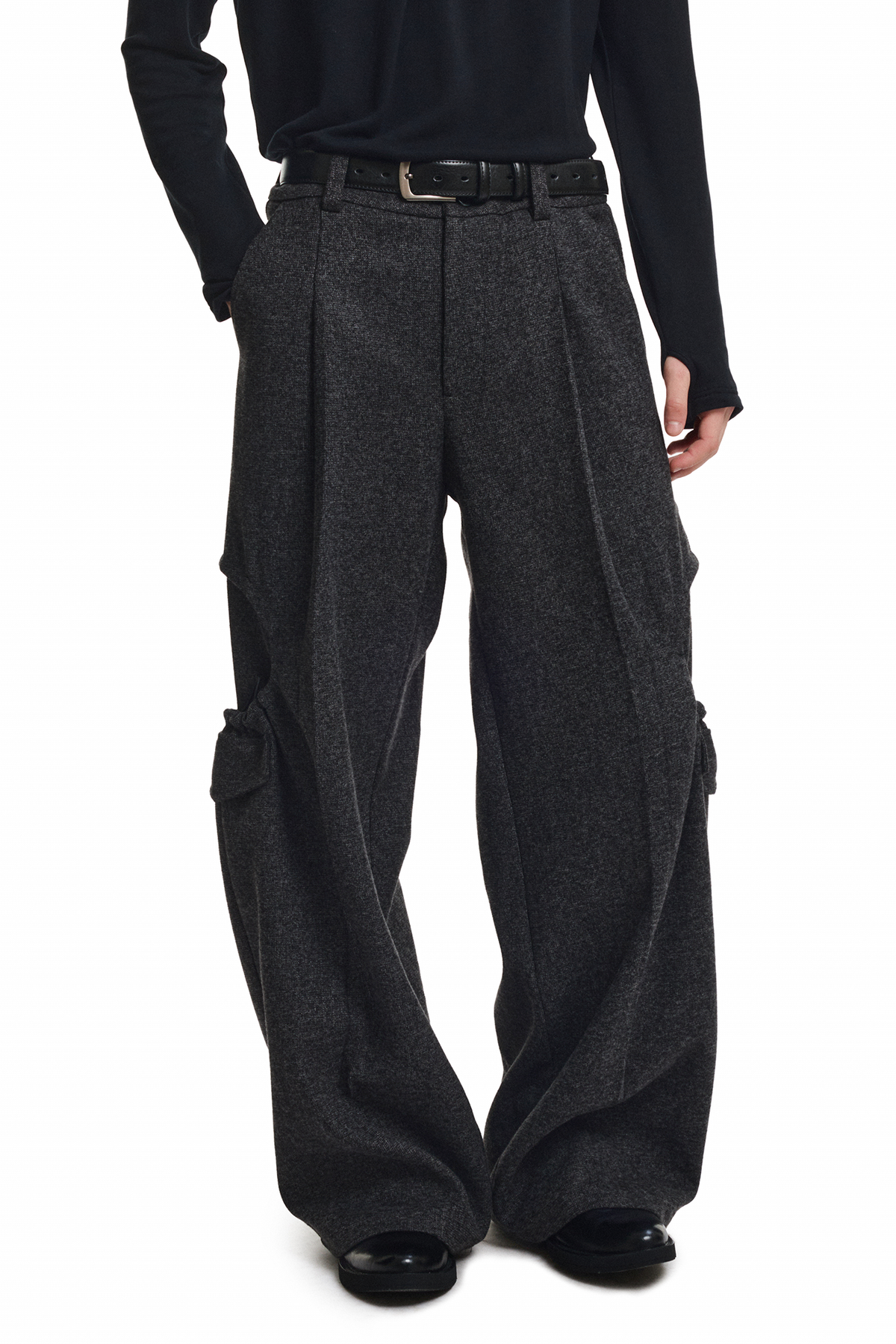 KREATE Drawstring Wool-Blend Wide-Leg Trousers