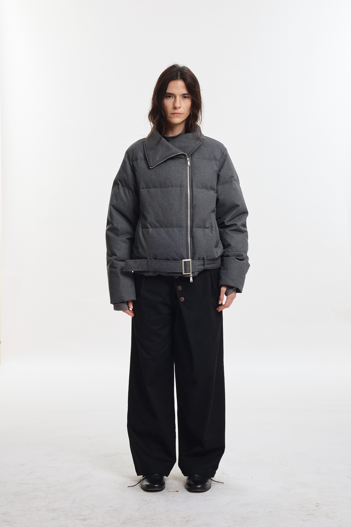 KREATE Asymmetrical Placket Multi-Collar Down Jacket