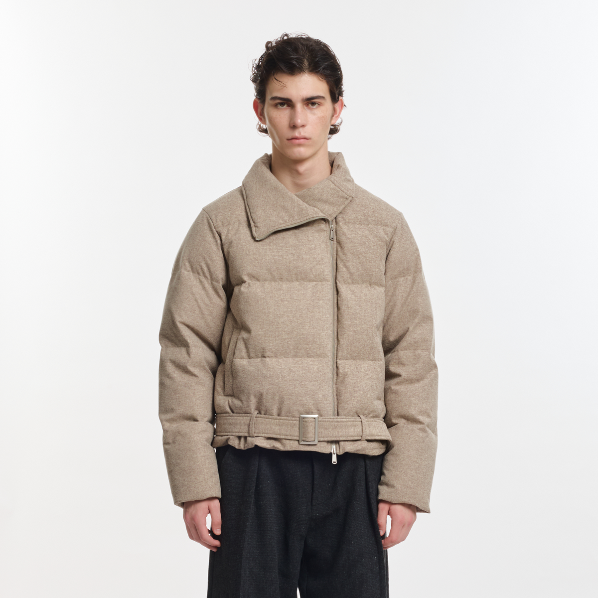 KREATE Asymmetrical Placket Multi-Collar Down Jacket