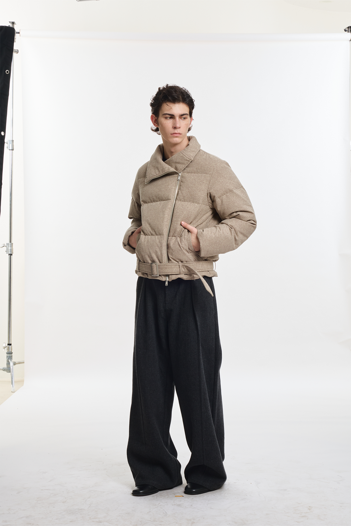 KREATE Asymmetrical Placket Multi-Collar Down Jacket