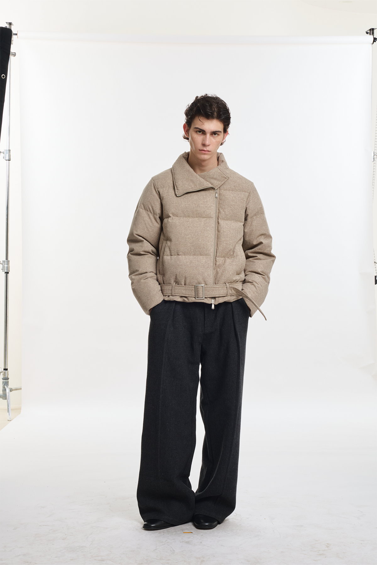 KREATE Asymmetrical Placket Multi-Collar Down Jacket