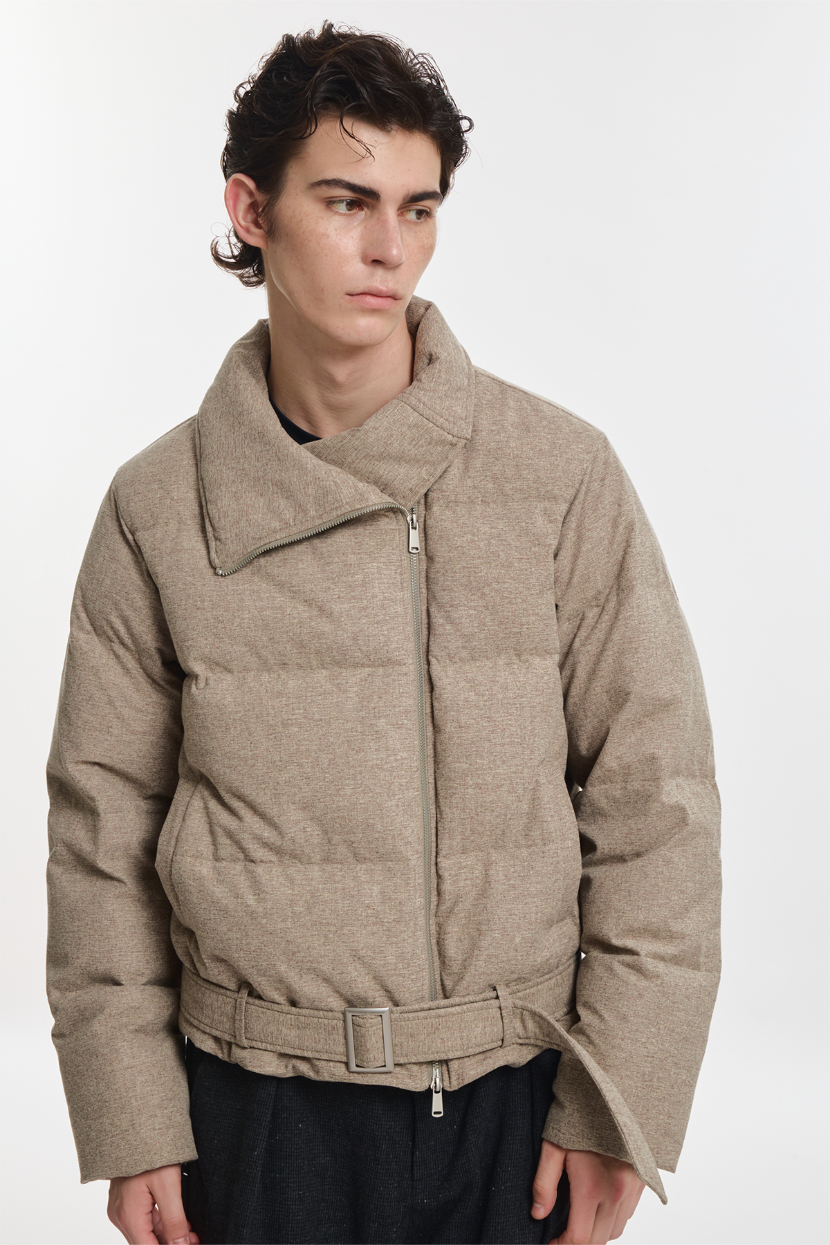 KREATE Asymmetrical Placket Multi-Collar Down Jacket