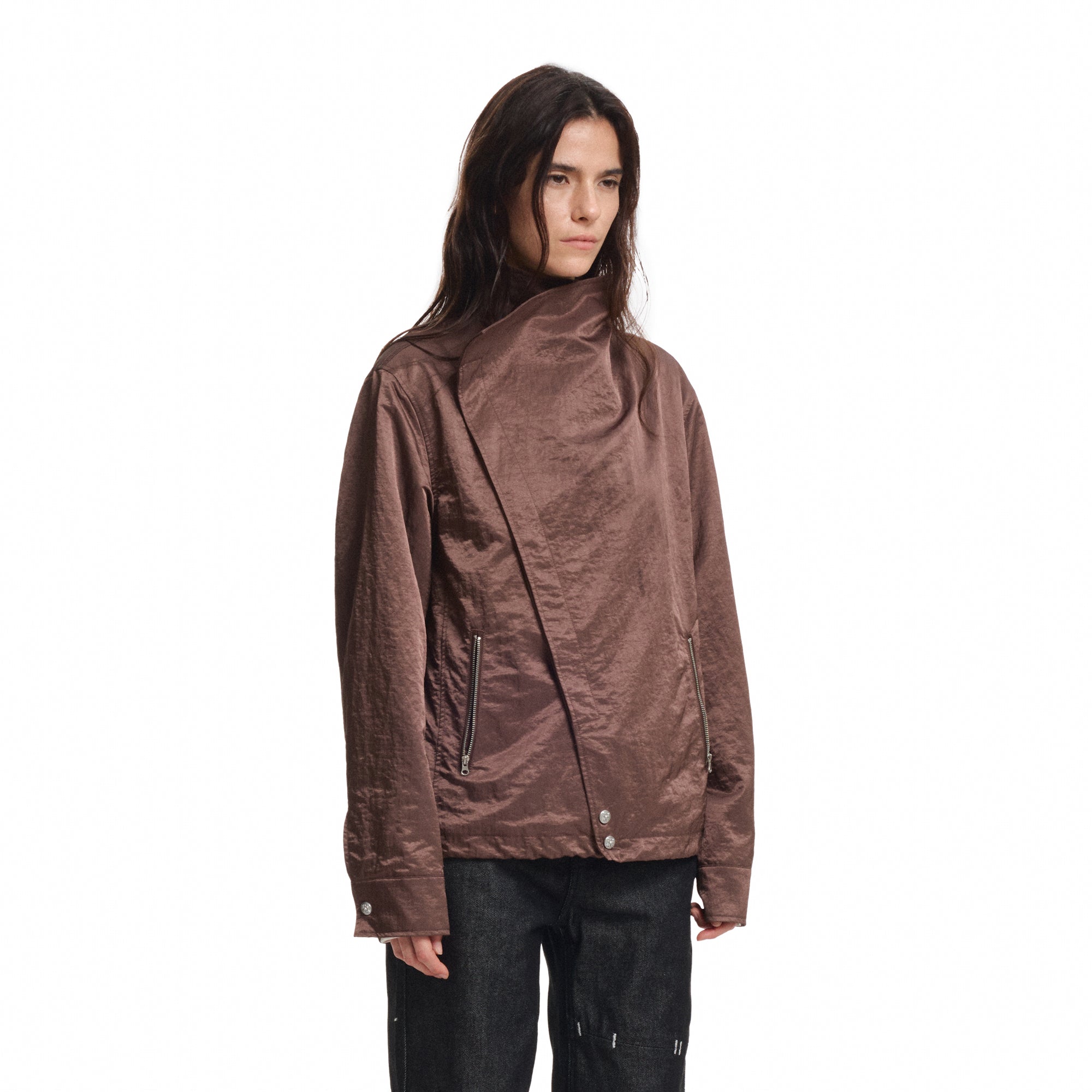 KREATE Asymmetric Convertible Stand Collar Jacket