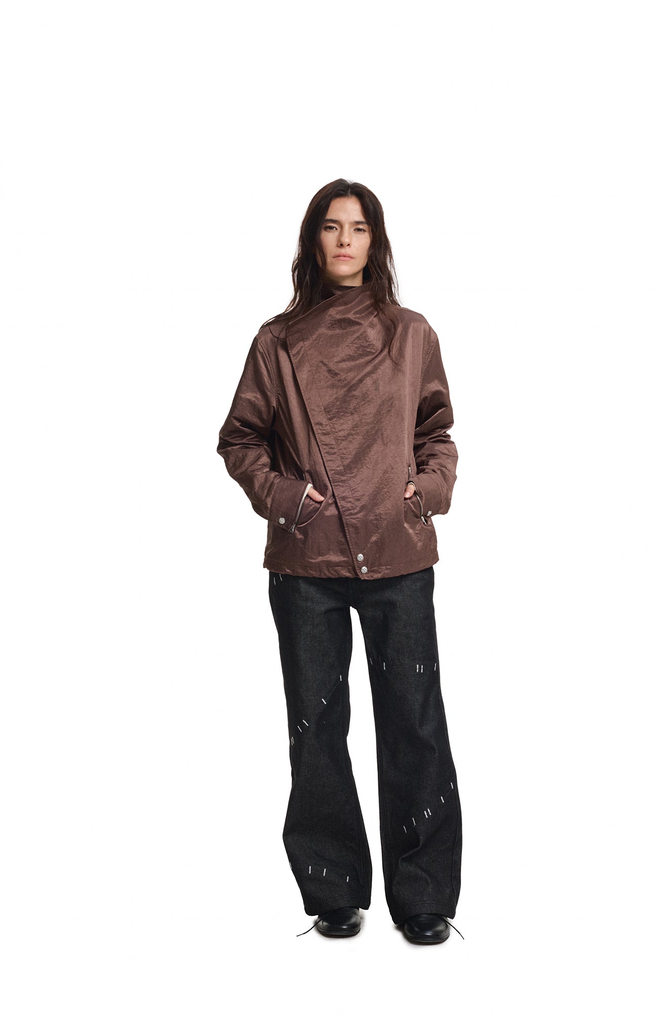 KREATE Asymmetric Convertible Stand Collar Jacket