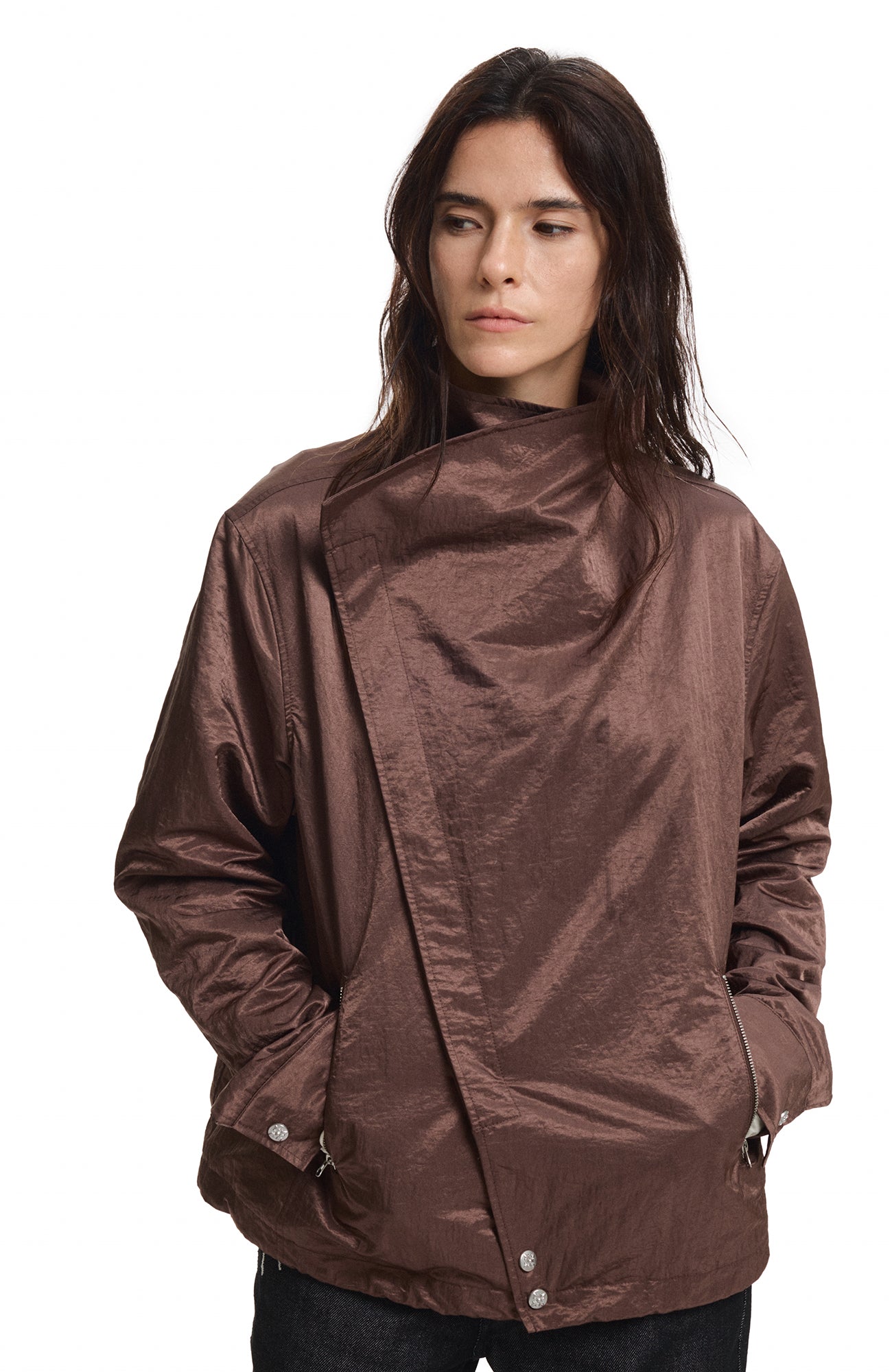 KREATE Asymmetric Convertible Stand Collar Jacket