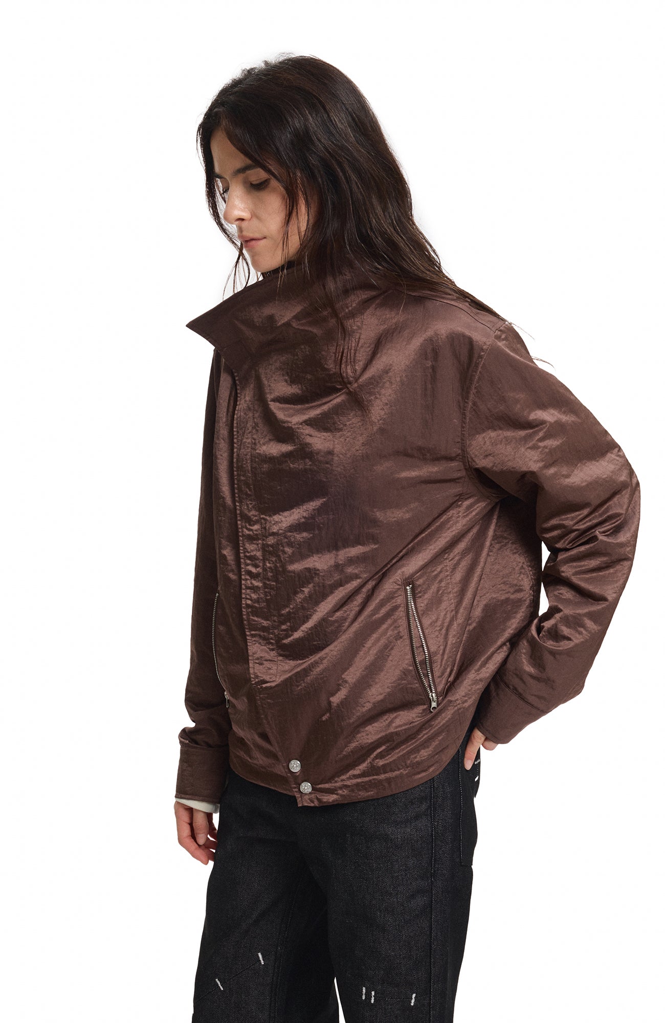 KREATE Asymmetric Convertible Stand Collar Jacket