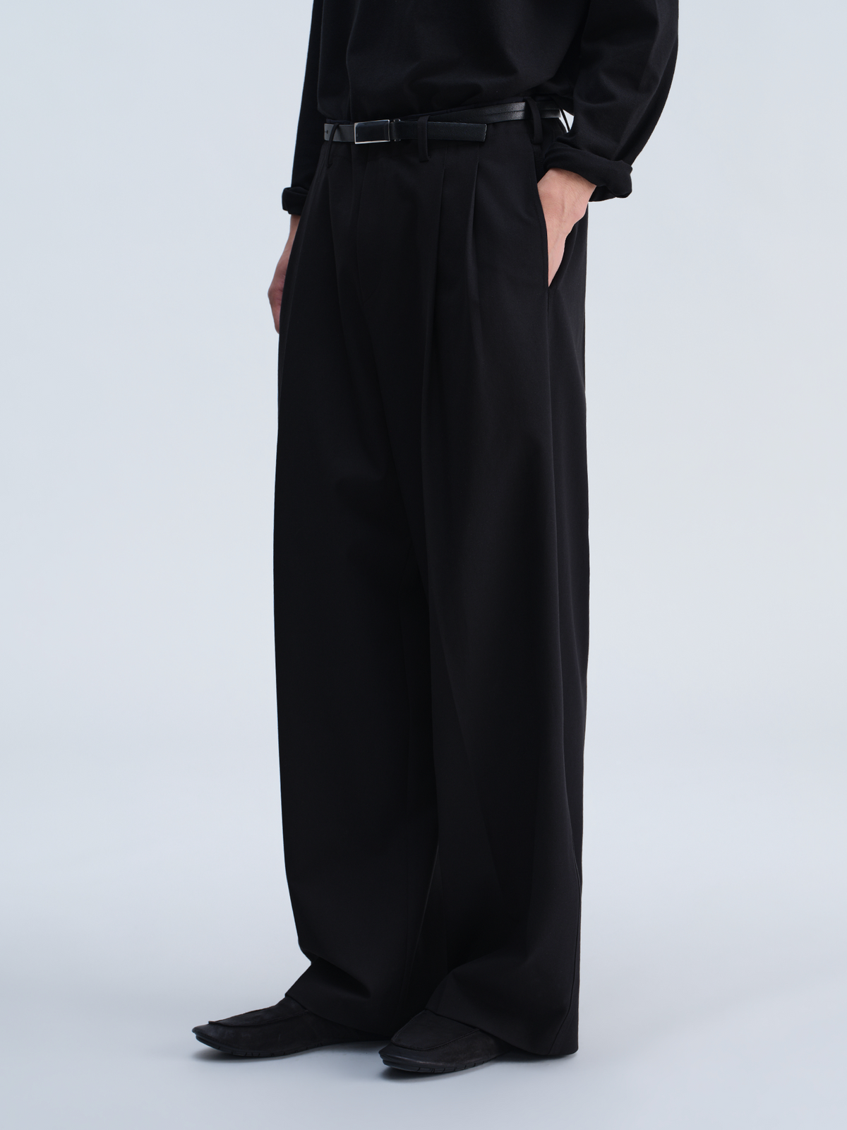 OPICLOTH Retro Double-Pleat Wide-Leg Trousers