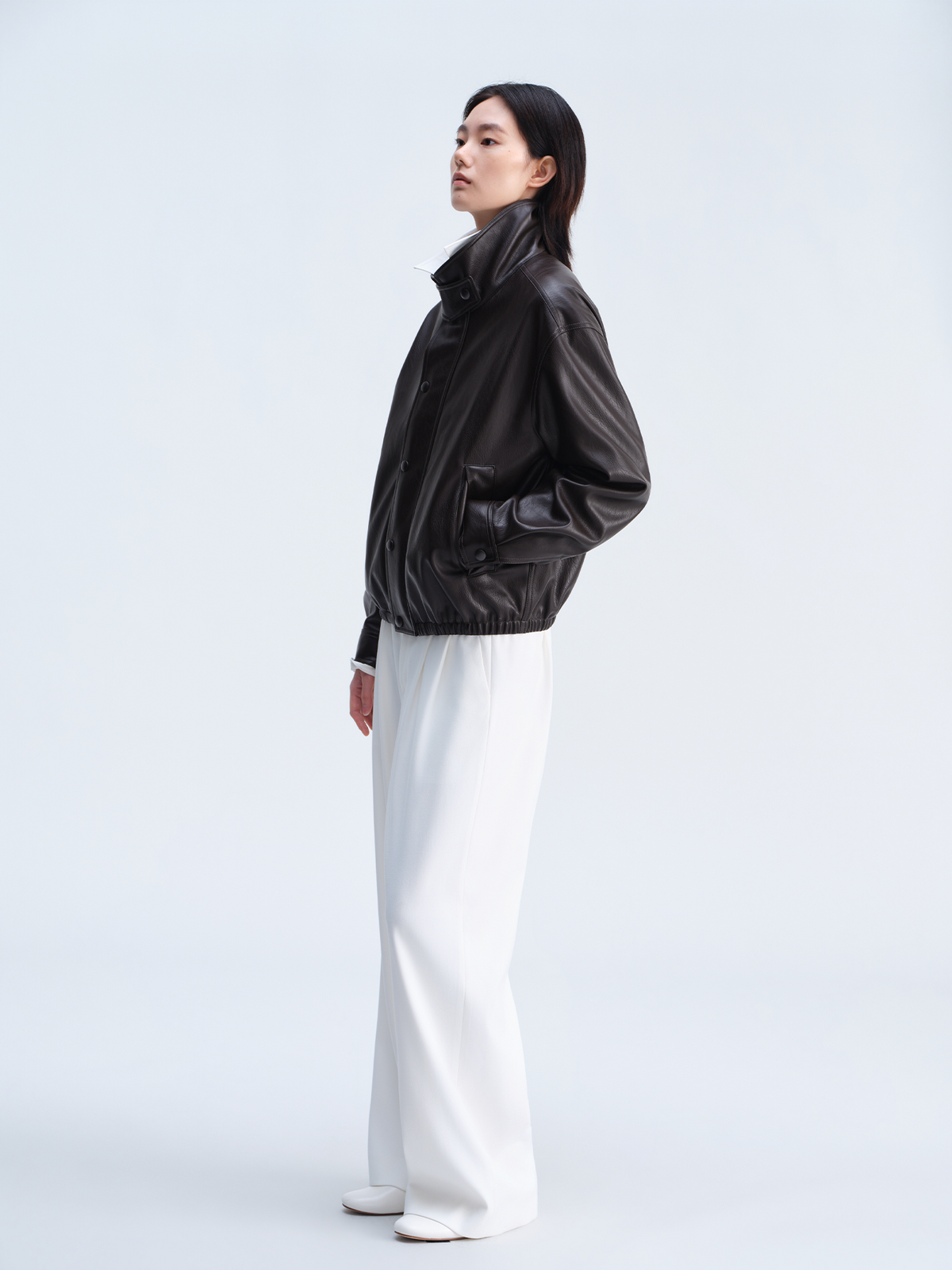 OPICLOTH Matte Faux Leather Harrington Jacket