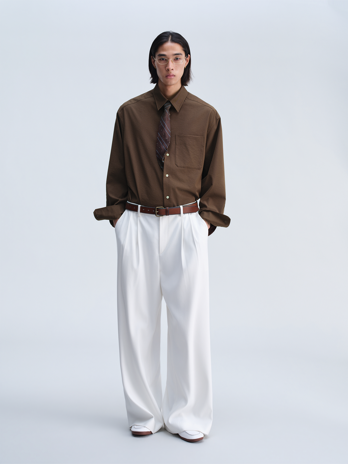 OPICLOTH Classic Pleated Wide-Leg Trousers