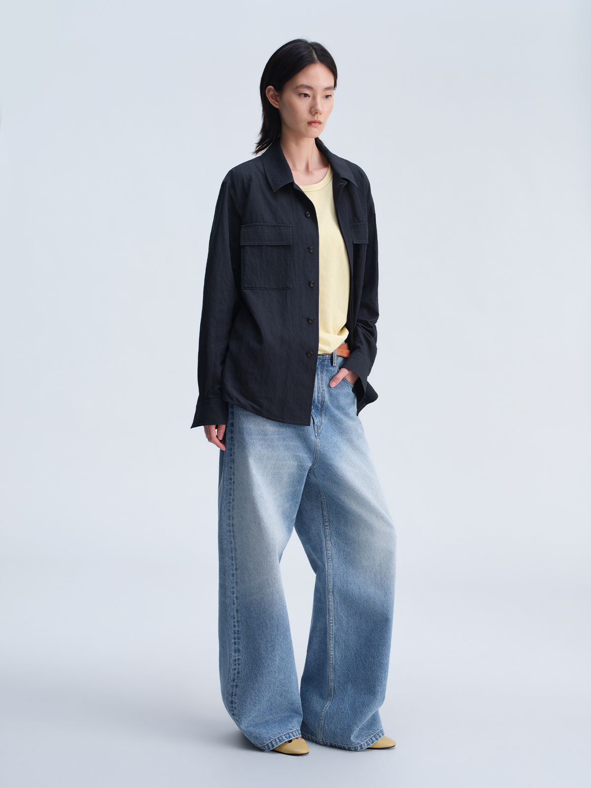 OPICLOTH Retro Washed Wide-Leg Jeans