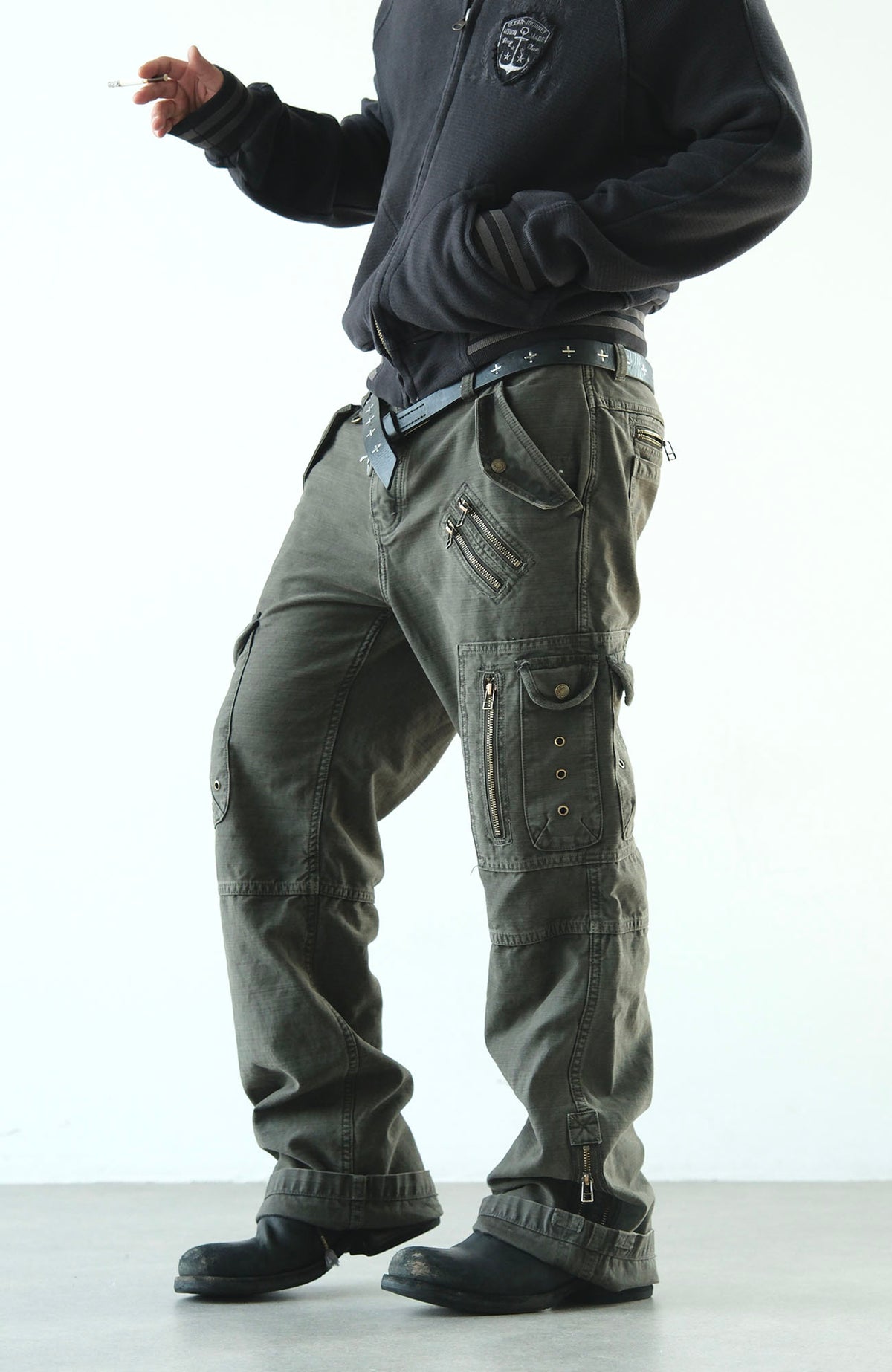 NEIGBORL Retro Multi-Pocket Wide-Leg Cargo Pants