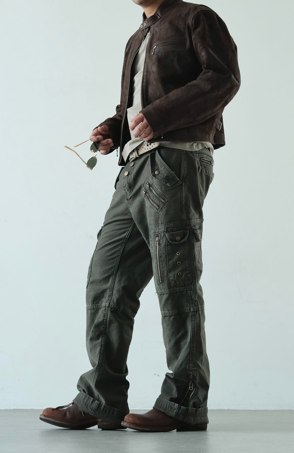 NEIGBORL Retro Multi-Pocket Wide-Leg Cargo Pants