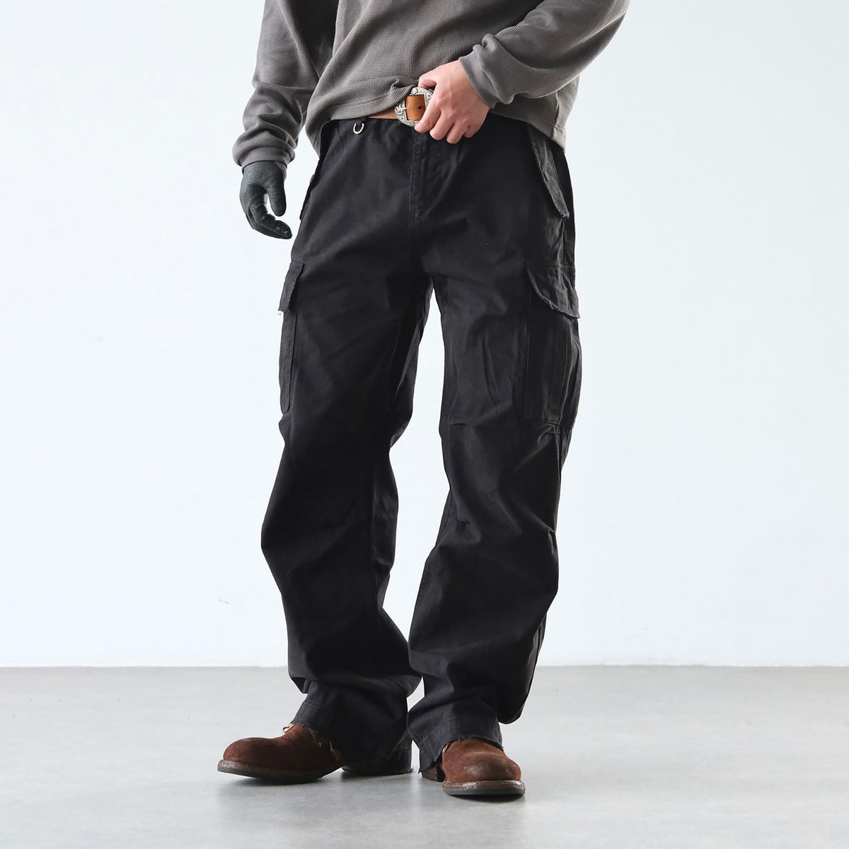 NEIGBORL Retro Washed Multi-Pocket Wide-Leg Cargo Pants