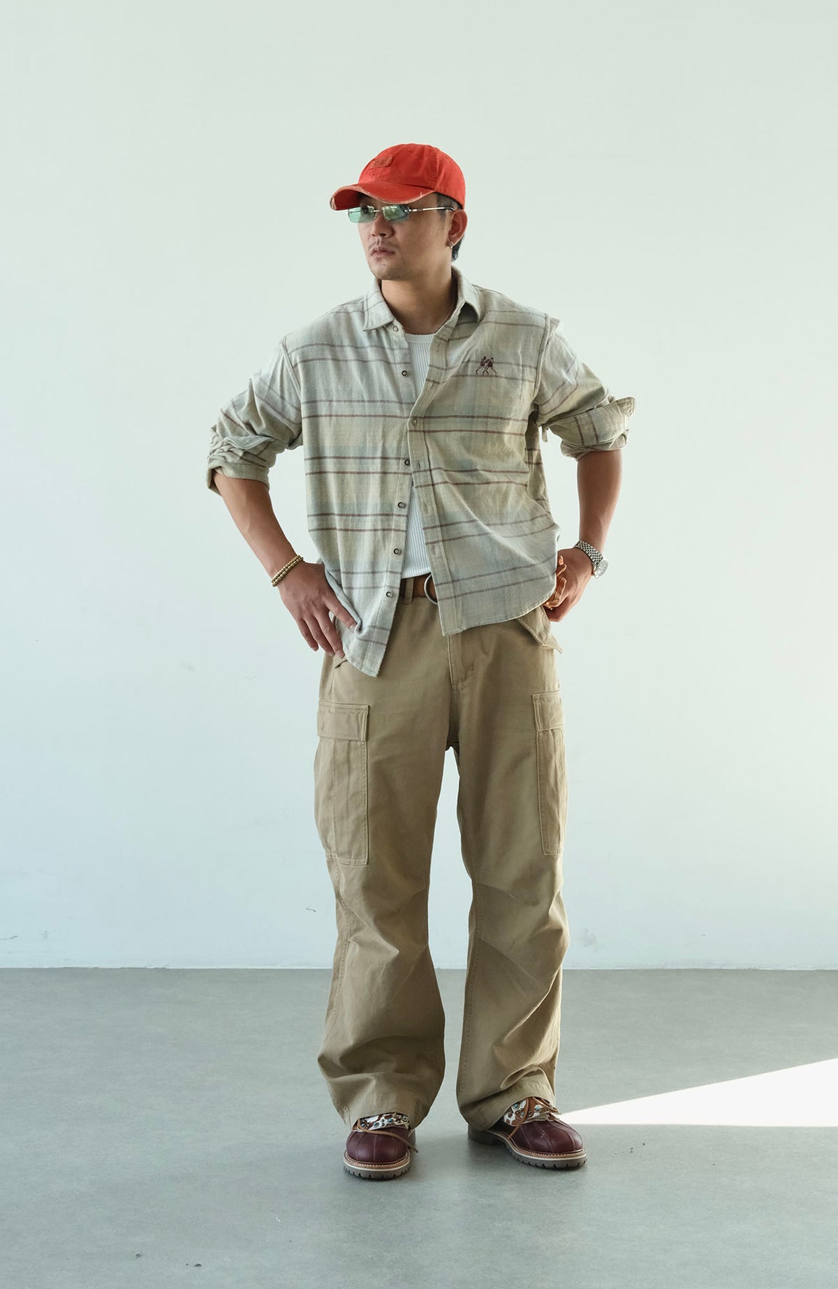 NEIGBORL Retro Camo Multi-Pocket Straight-Leg Cargo Pants