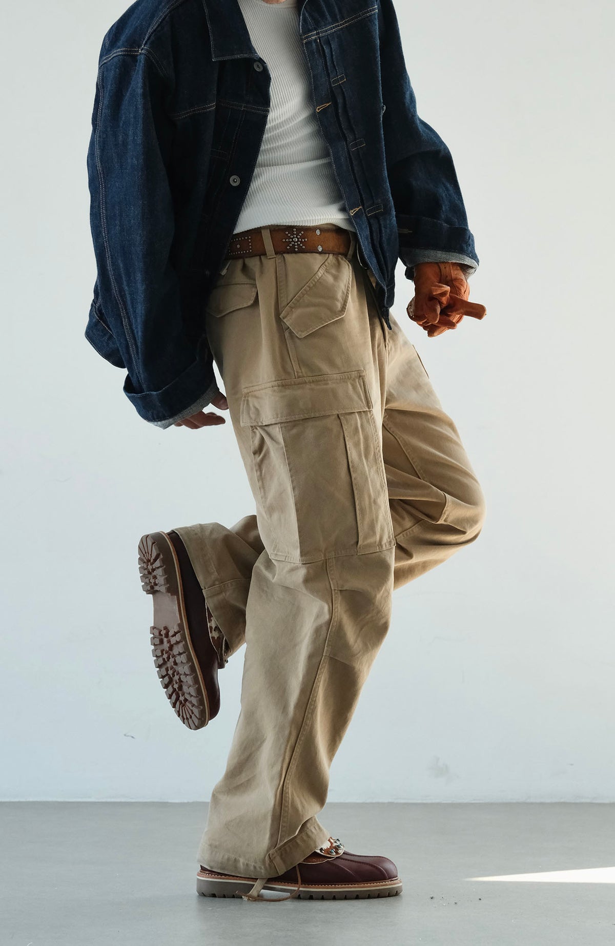 NEIGBORL Retro Camo Multi-Pocket Straight-Leg Cargo Pants