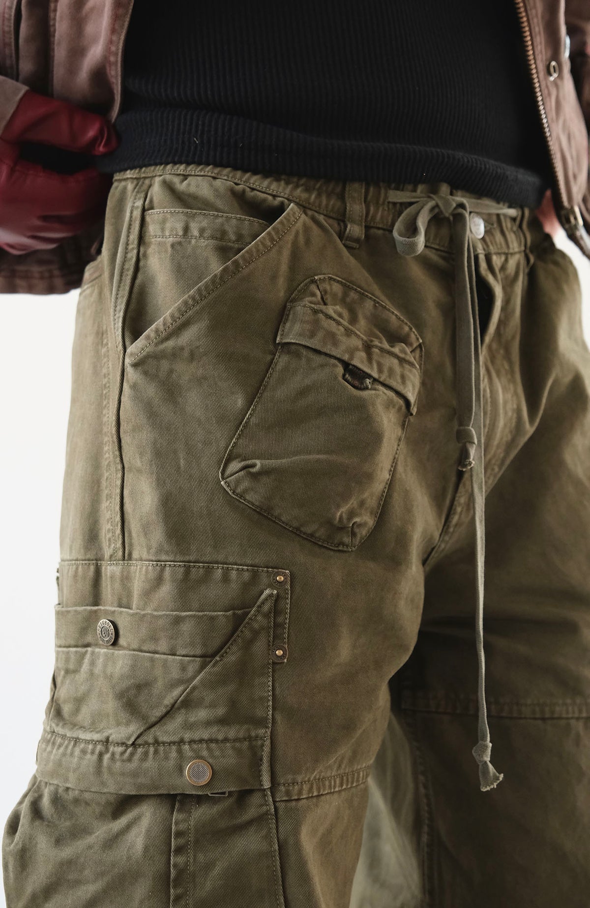NEIGBORL Retro Washed Multi-Pocket Straight-Leg Cargo Pants