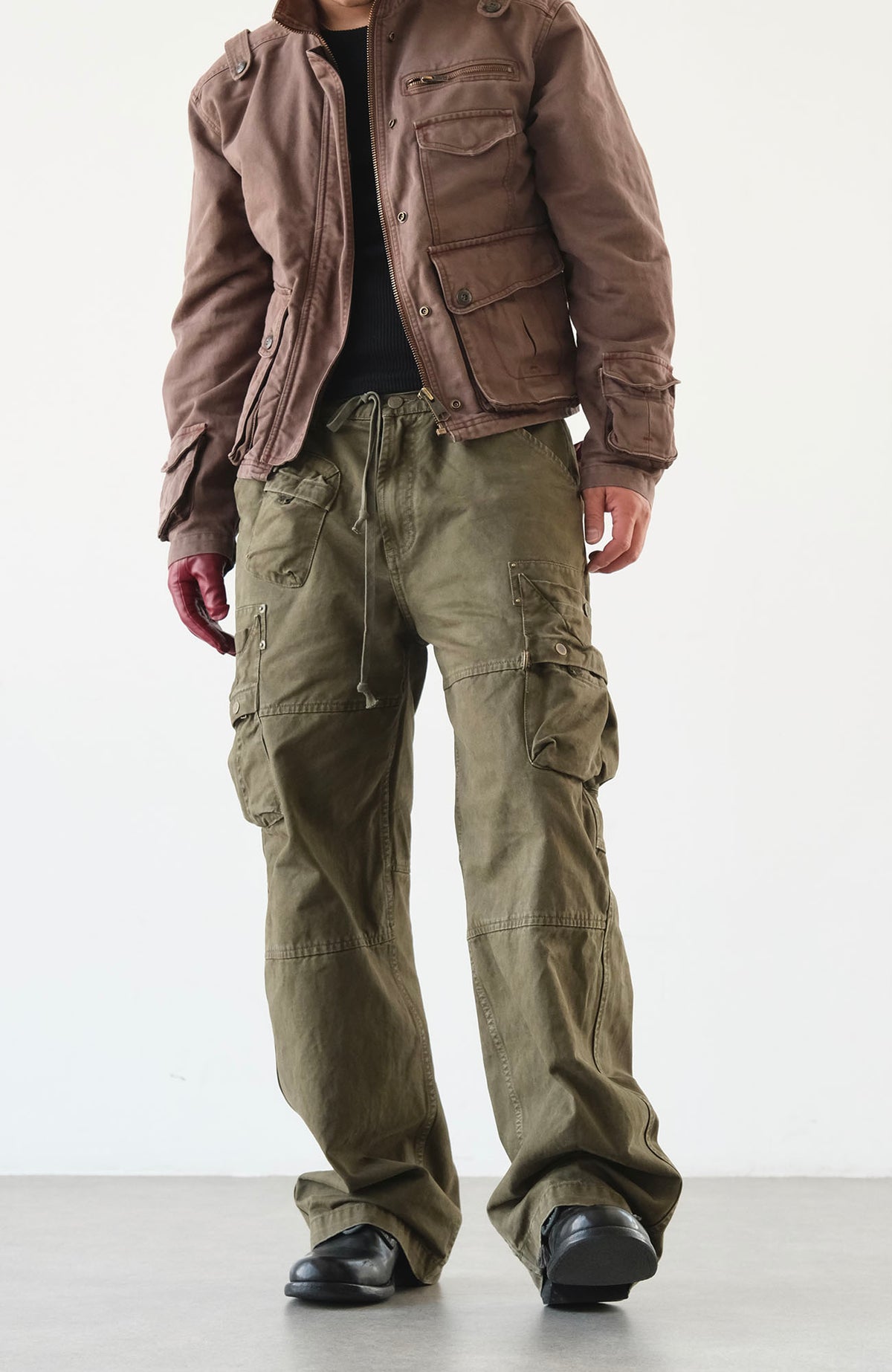 NEIGBORL Retro Washed Multi-Pocket Straight-Leg Cargo Pants