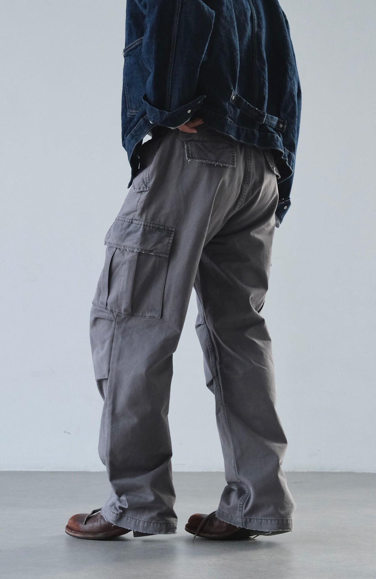 NEIGBORL Retro Washed Multi-Pocket Wide-Leg Cargo Pants