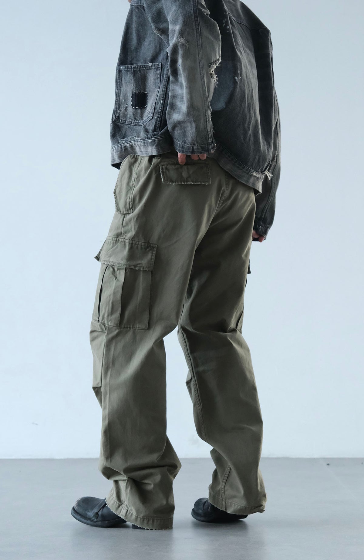 NEIGBORL Retro Washed Multi-Pocket Wide-Leg Cargo Pants