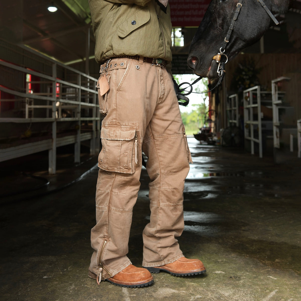 NEIGBORL Retro Multi-Pocket Zippered Straight-Leg Cargo Pants