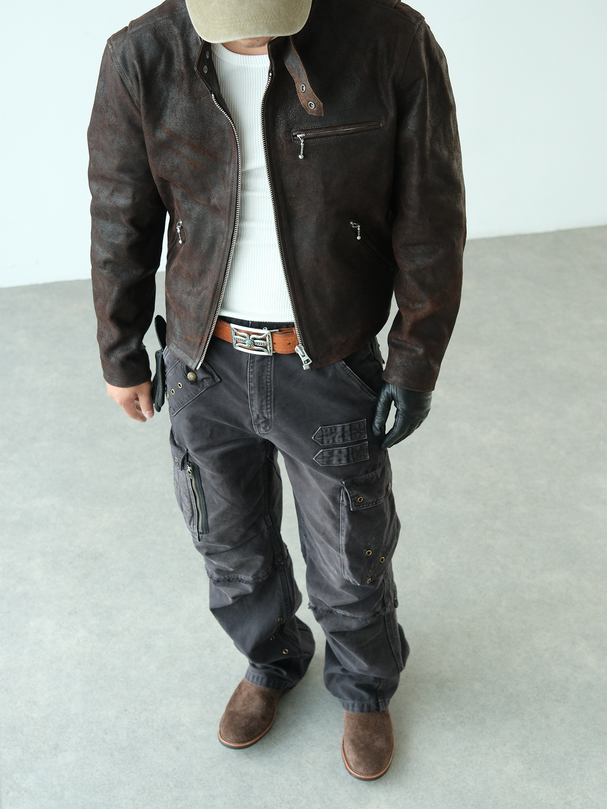 NEIGBORL Retro Washed Embroidered Cargo Pants