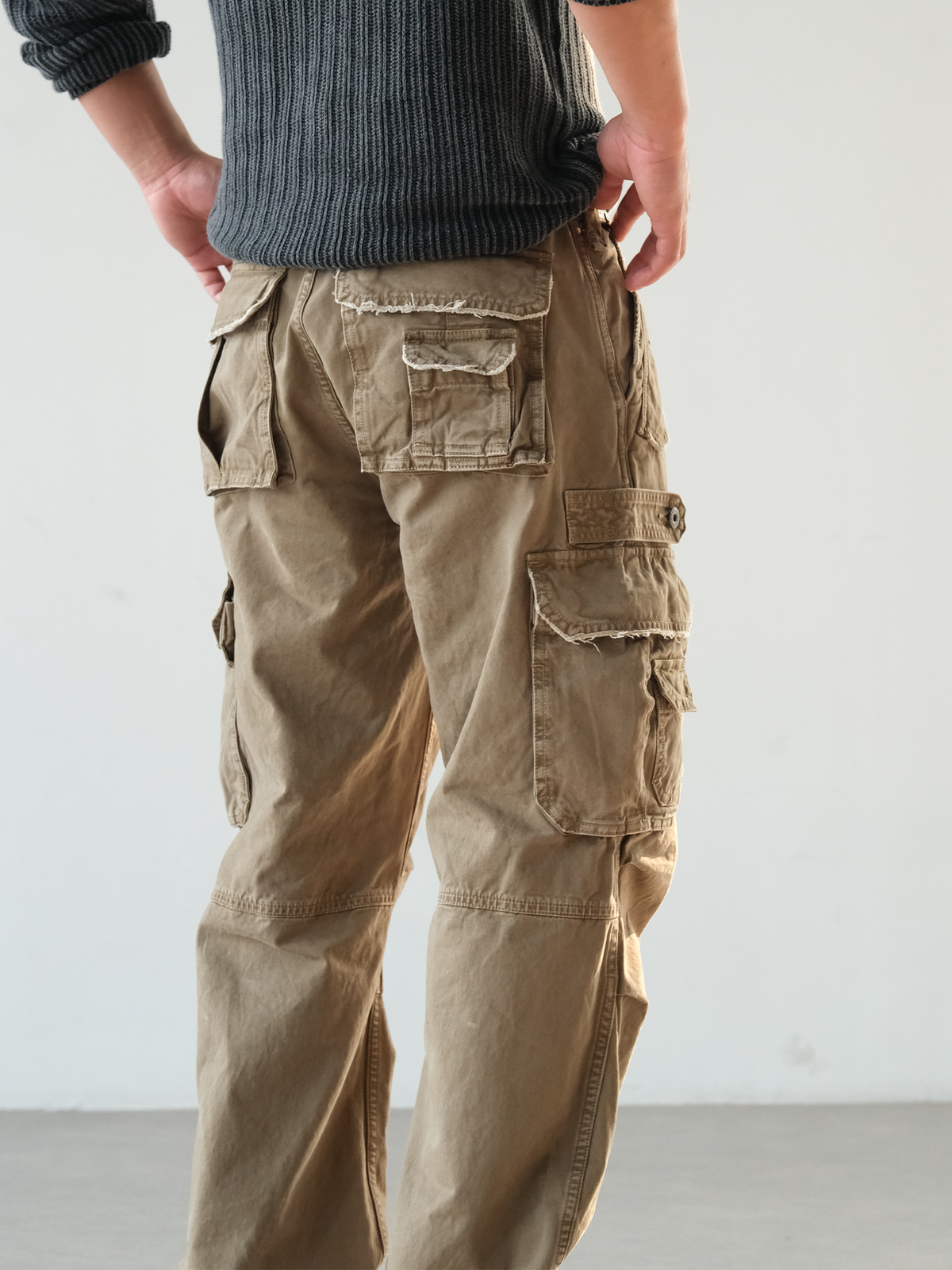 NEIGBORL Retro Washed Pleated Straight-Leg Pants