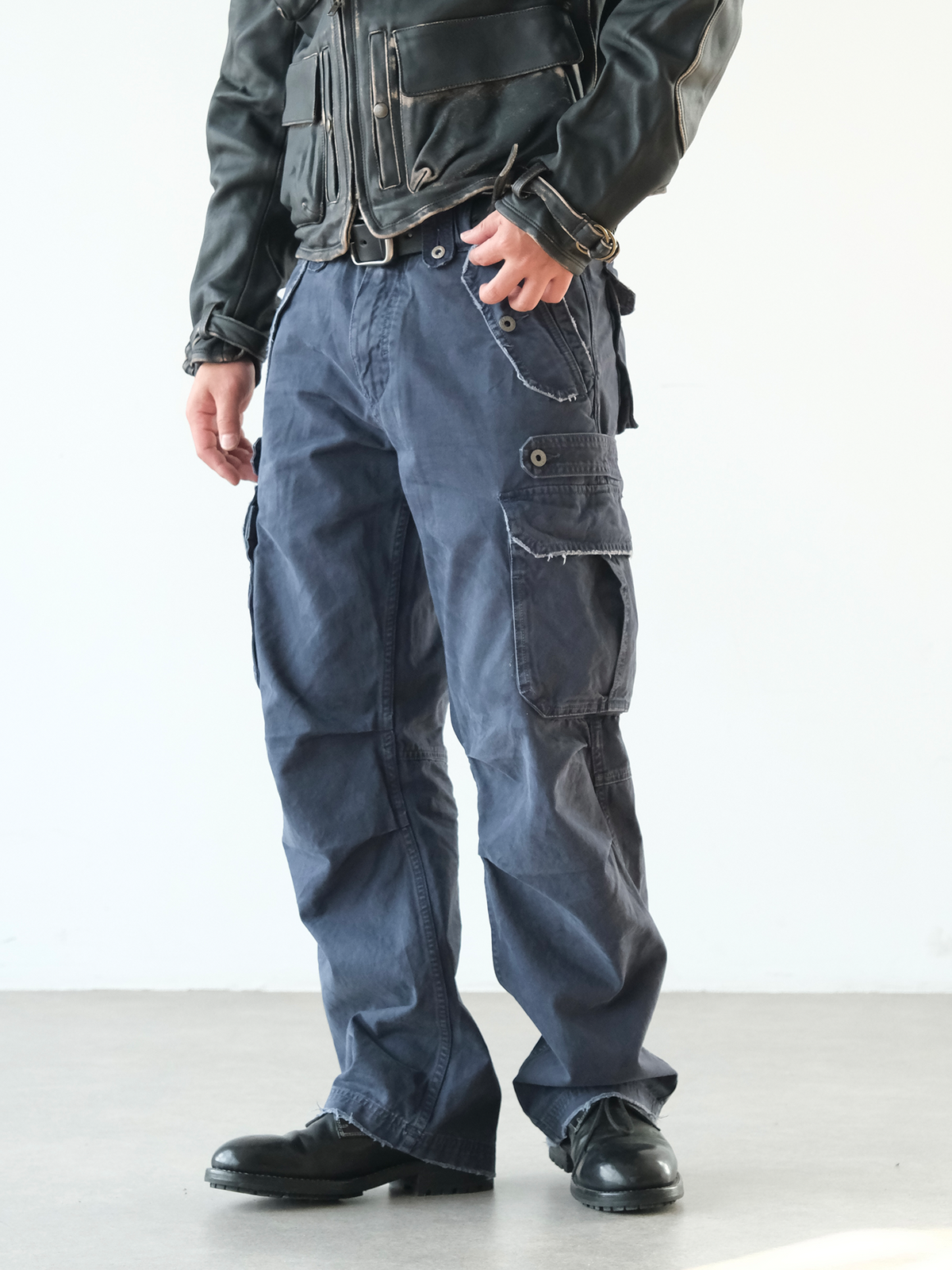 NEIGBORL Retro Washed Pleated Straight-Leg Pants
