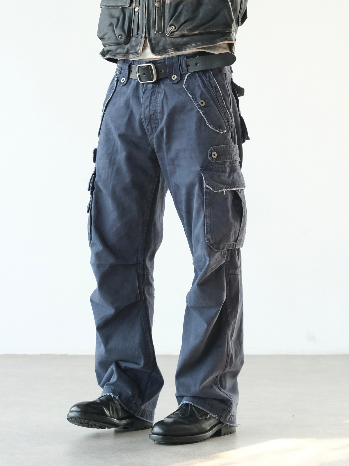 NEIGBORL Retro Washed Pleated Straight-Leg Pants