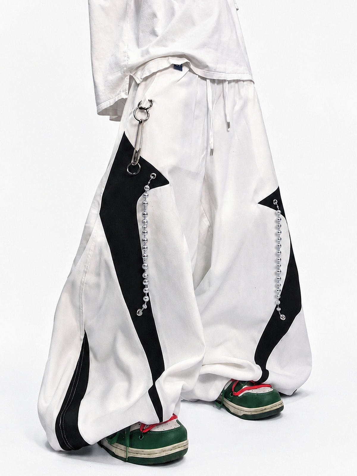 UUCSCC Spliced Contrast Wide-Leg Curved Pants, premium urban and streetwear designers apparel on PROJECTISR.com, UUCSCC