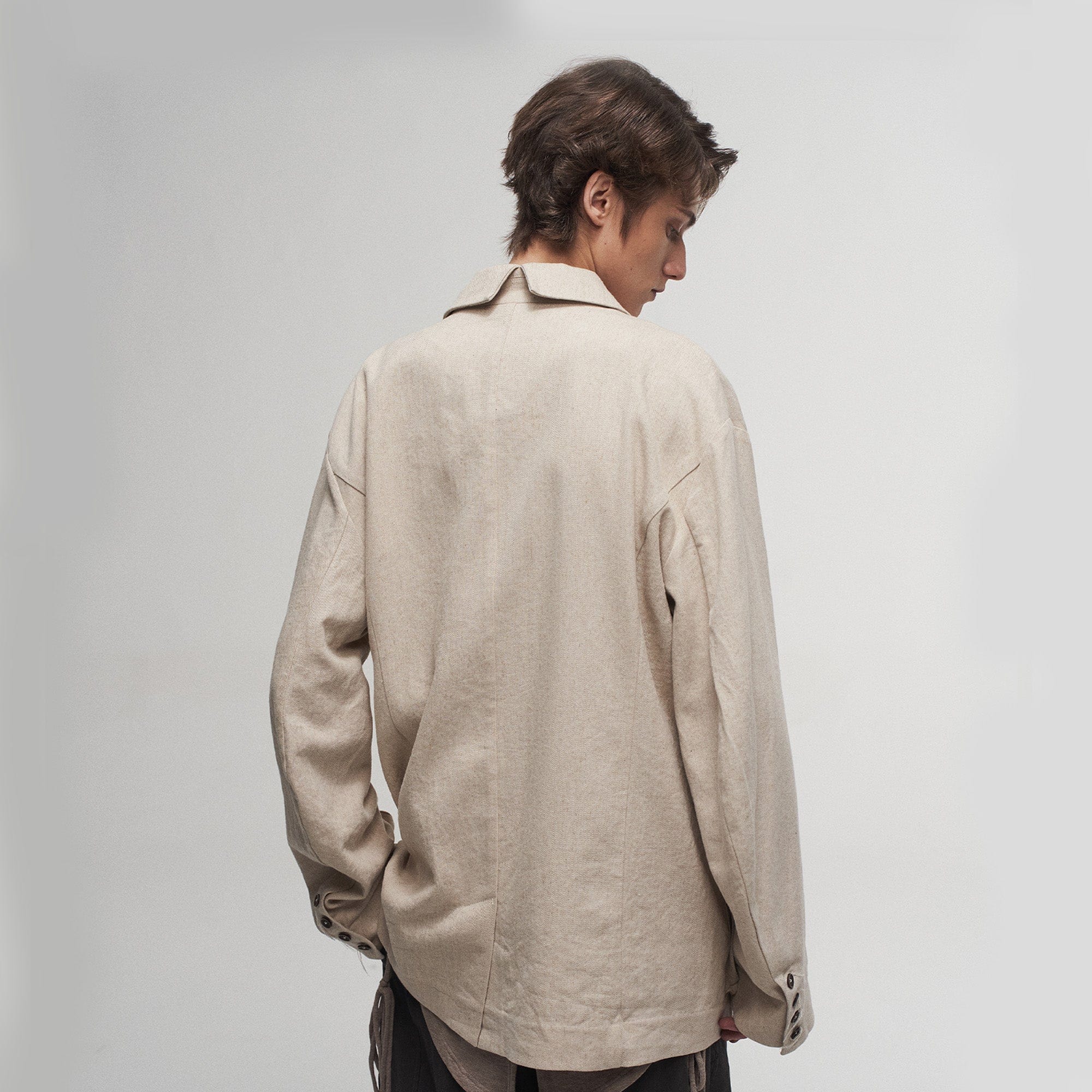 ILNya Nieternite Nifutur Ink Portrait Cotton-Linen Jacket, premium urban and streetwear designers apparel on PROJECTISR.com, ILNya Nieternite Nifutur
