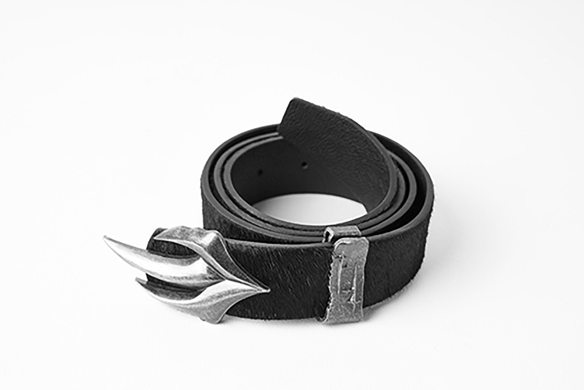 FLYERRER Gothic Buckle Cross-Star Hair-on Leather Belt