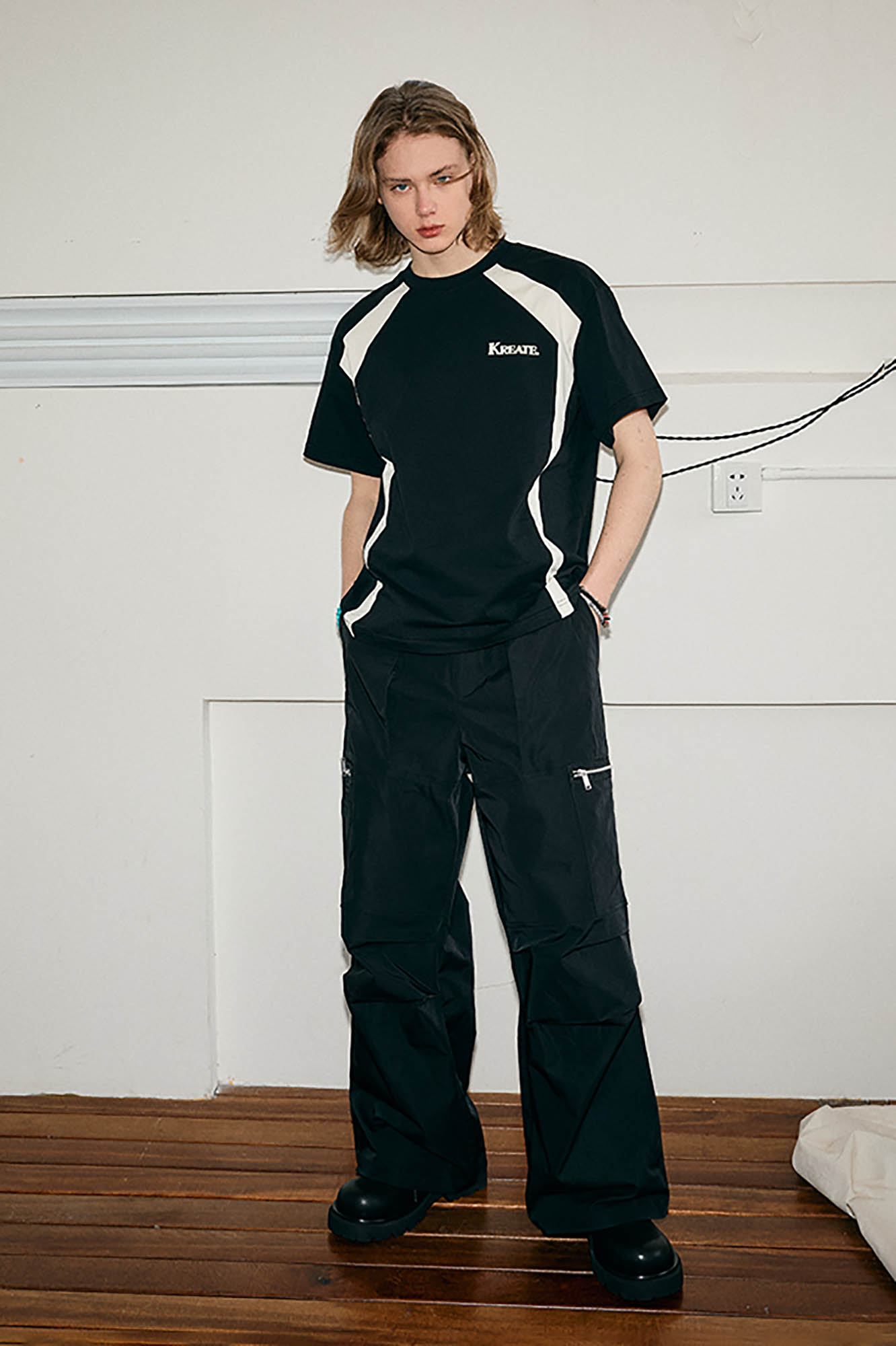 KREATE Obtuse Angle Spliced T-Shirt, premium urban and streetwear designers apparel on PROJECTISR.com, KREATE