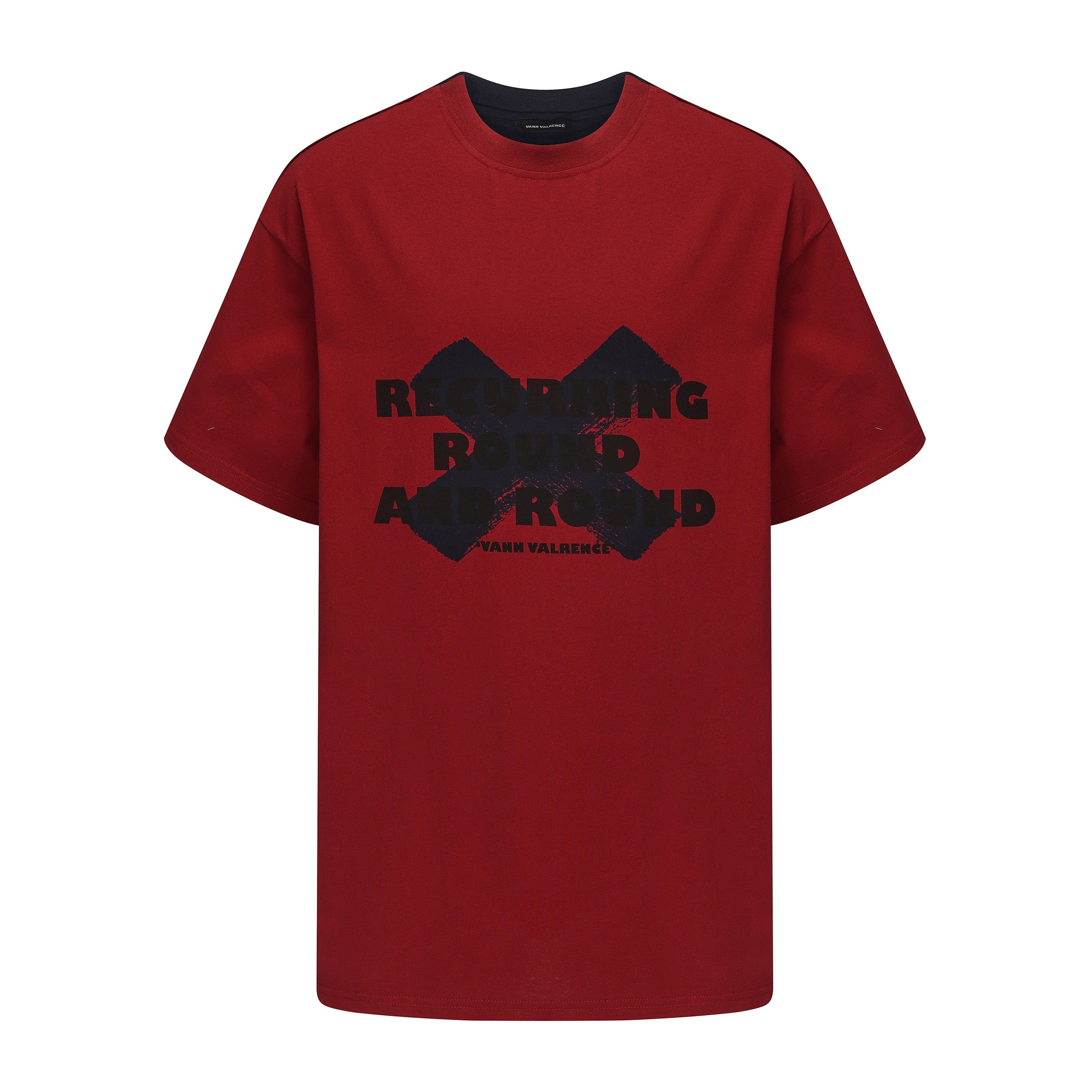 VANN VALRENCE Contrast Split Graphic T-Shirt