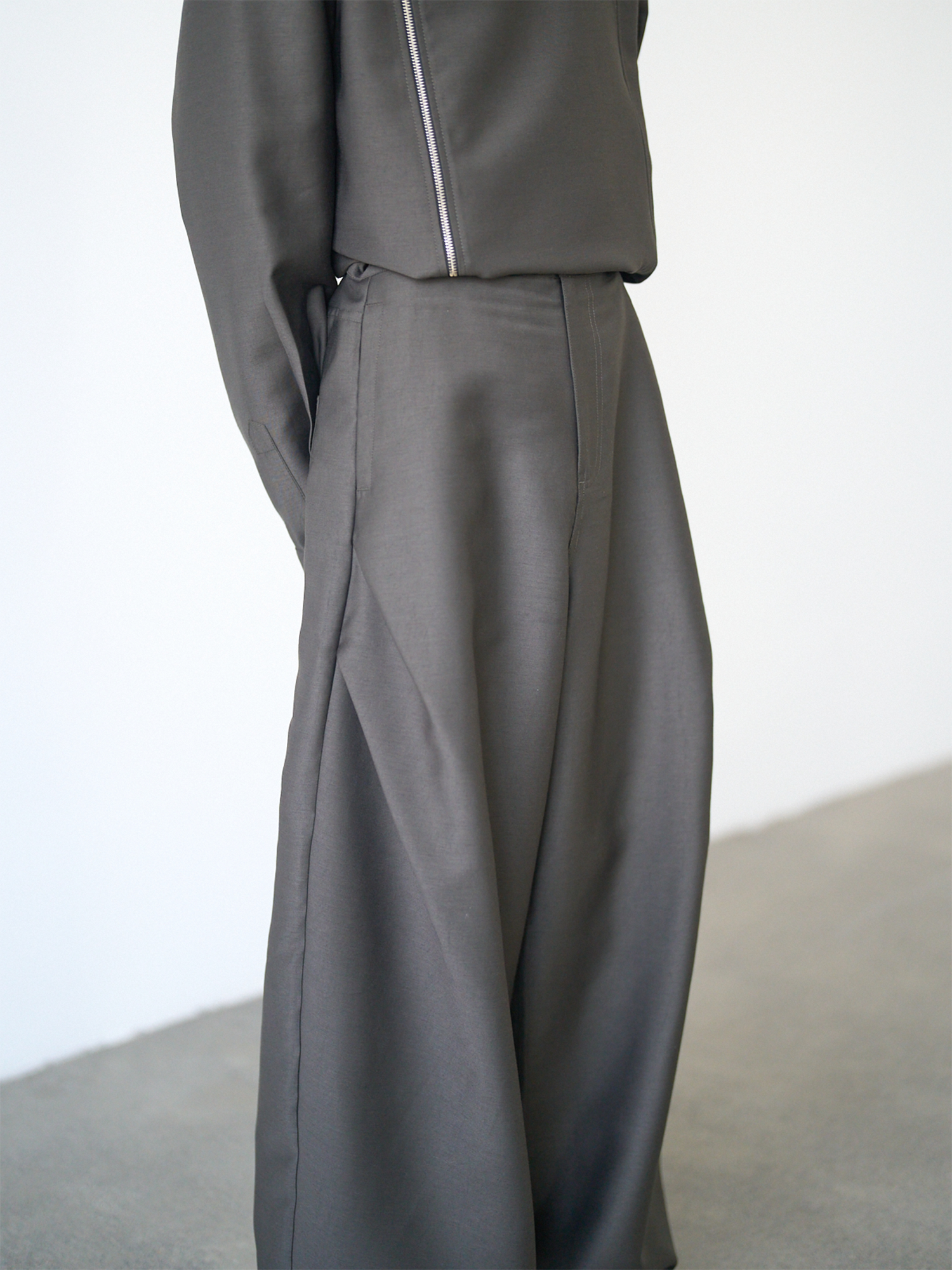 GRAINMUSTARD Lustrous Pleated Wool-Blend Wide-Leg Trousers, premium urban and streetwear designers apparel on PROJECTISR.com, GRAINMUSTARD