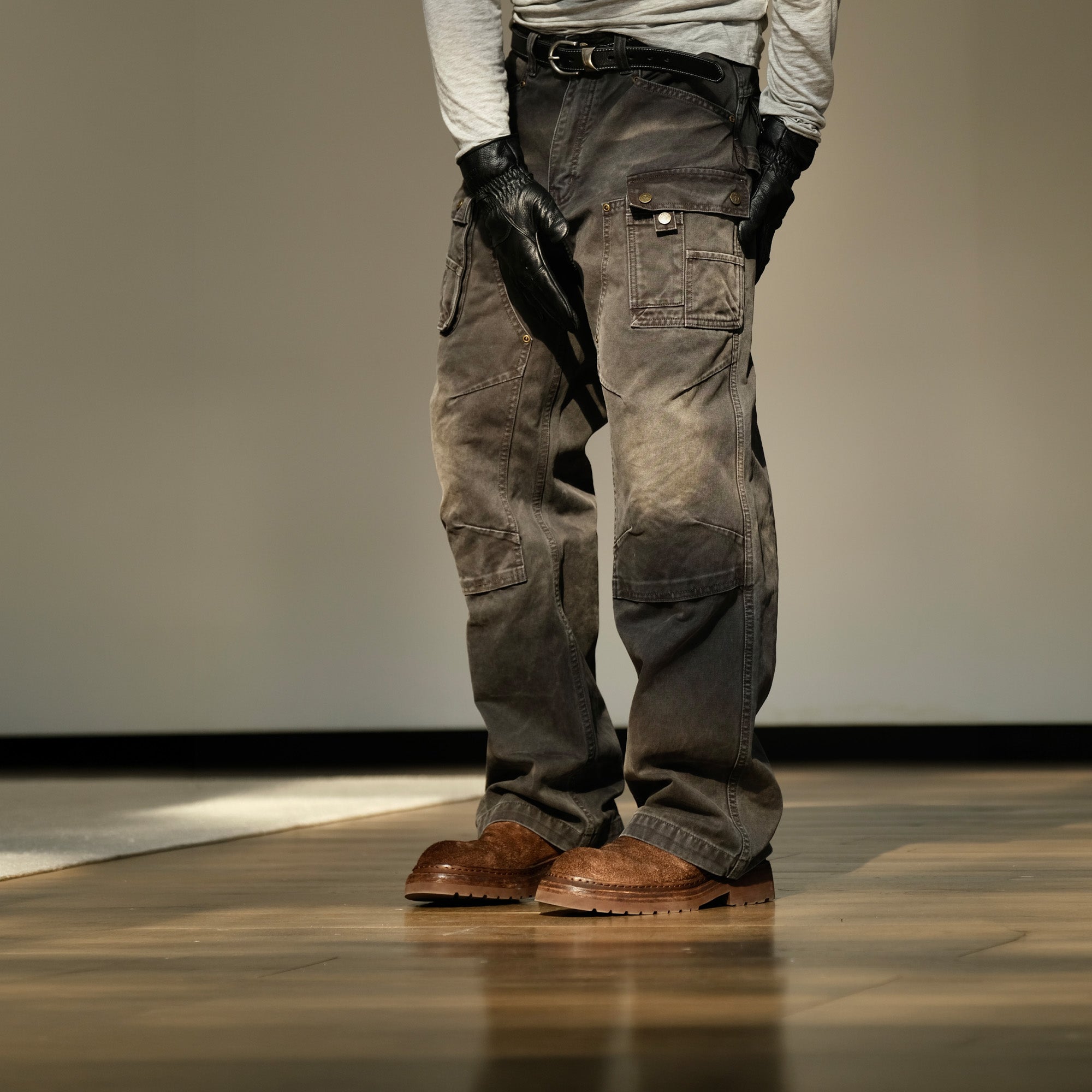 NEIGBORL Washed Multi-Pocket Straight-Leg Cargo Pants, premium urban and streetwear designers apparel on PROJECTISR.com, NEIGBORL