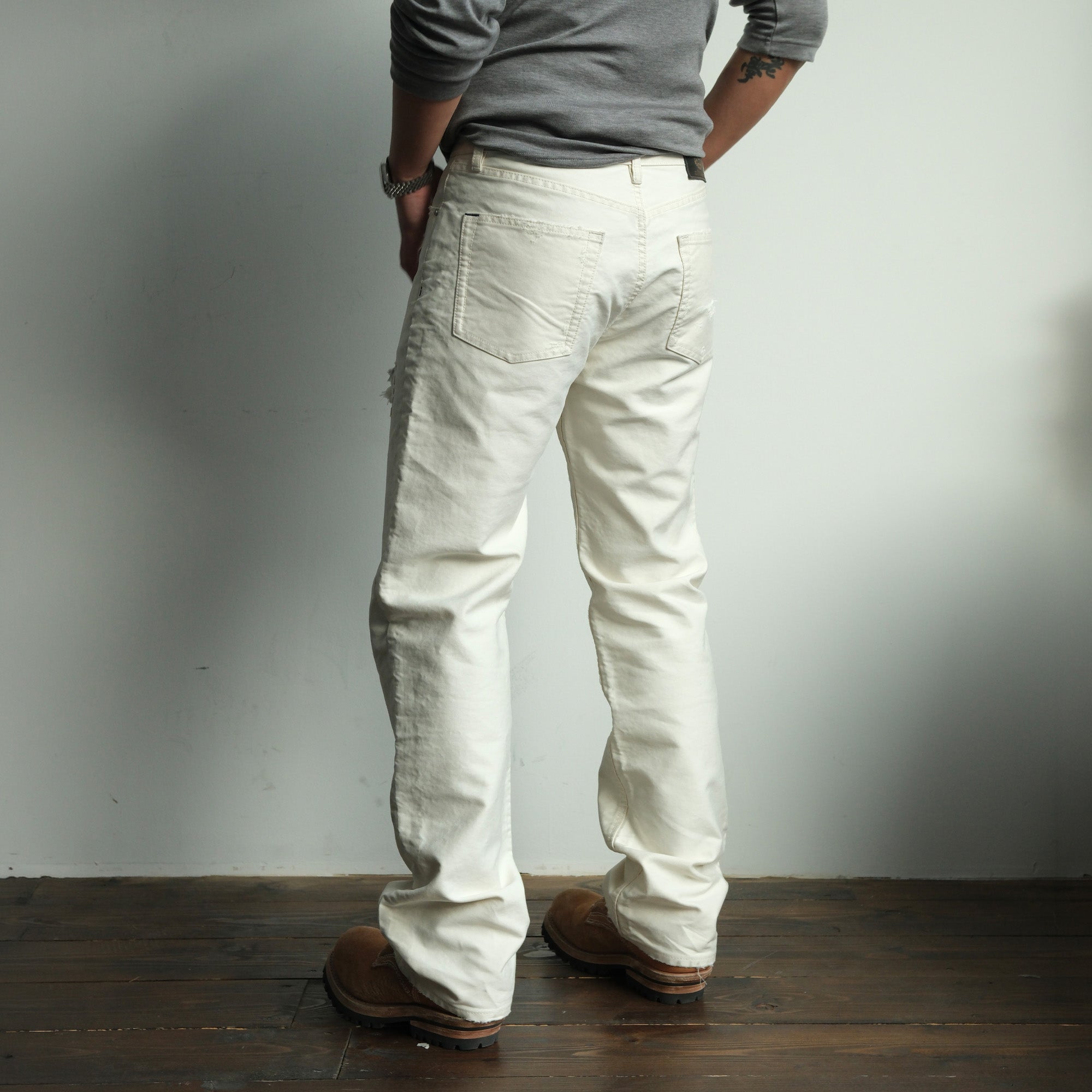 NEIGBORL Distressed Washed Patchwork Pants White, premium urban and streetwear designers apparel on PROJECTISR.com, NEIGBORL