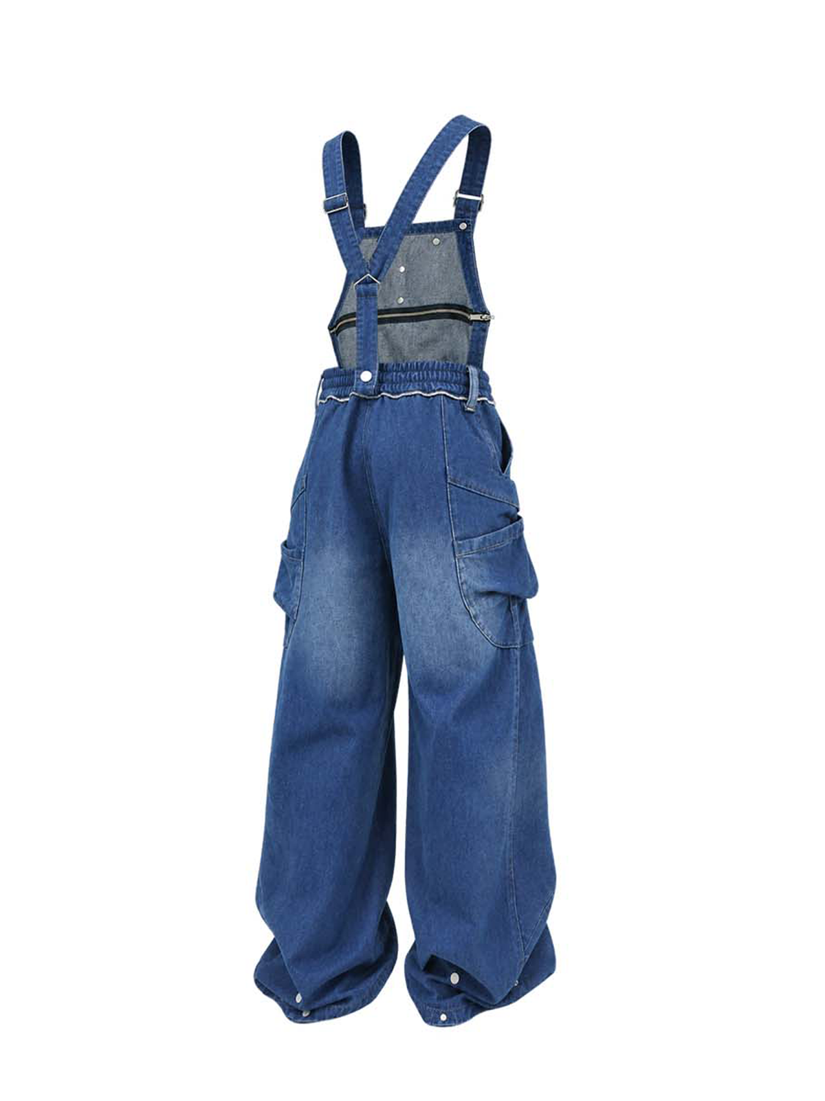 RELABEL Washed Detachable Suspender Cargo Jeans
